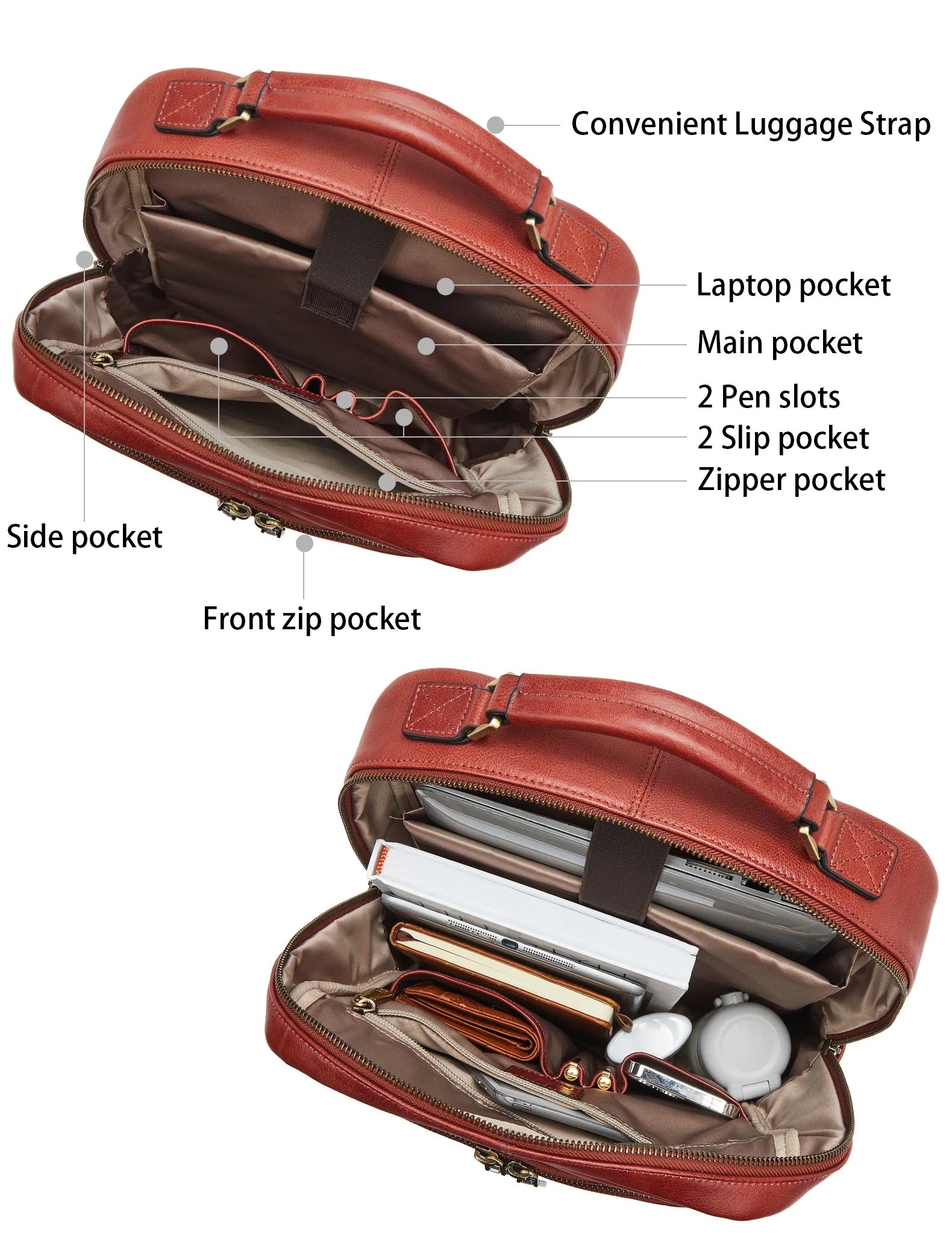 Multifunctional Designer Leather Backpack -- Big and Light - Image 4