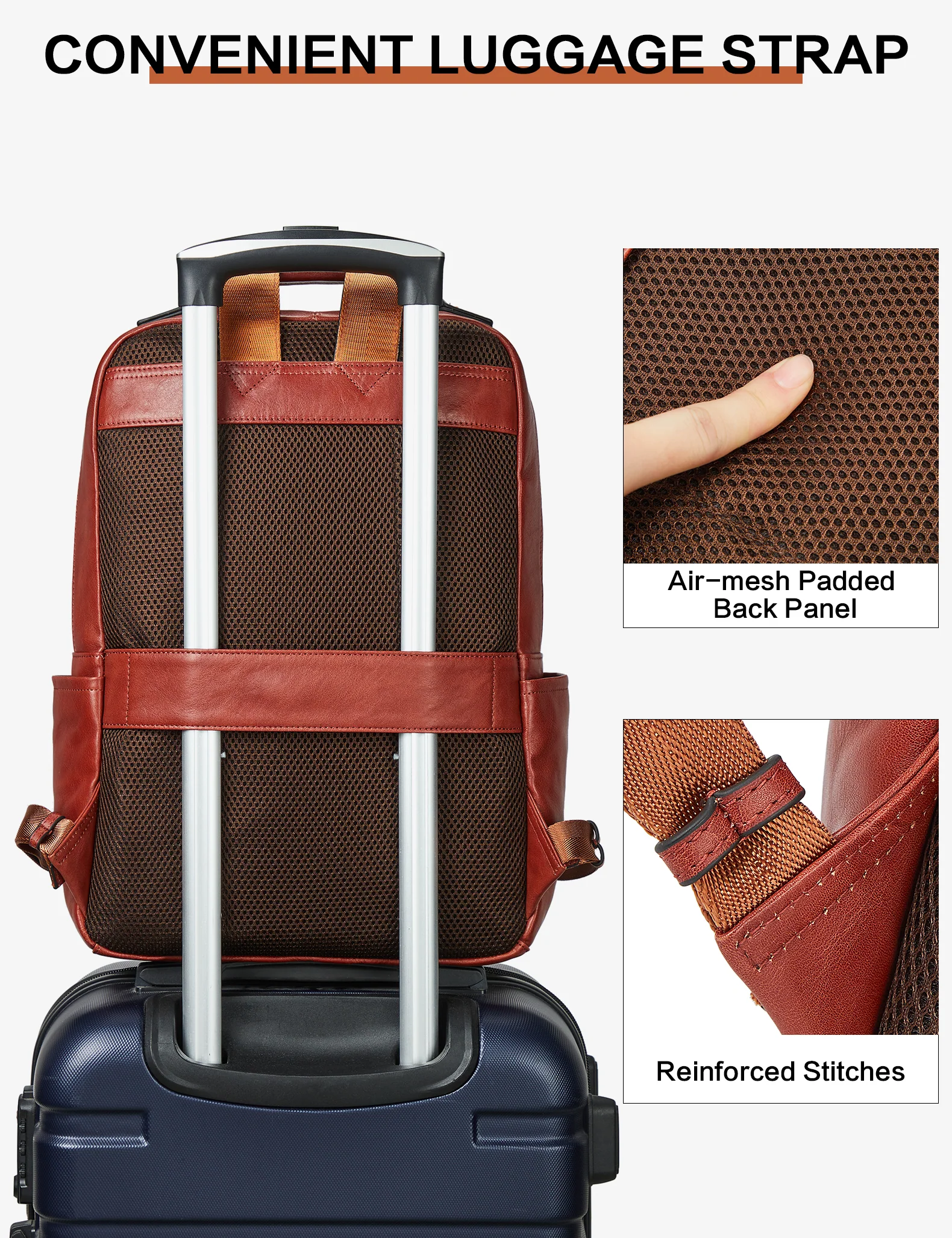 Multifunctional Designer Leather Backpack -- Big and Light - Image 5