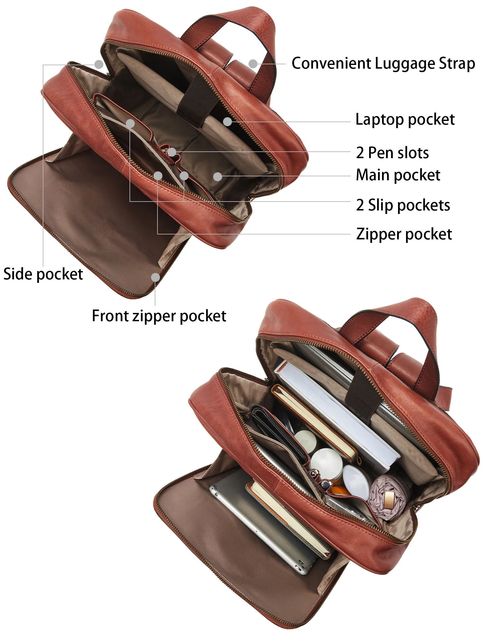 Luxury Italian Leather Backpack for Men - Image 5