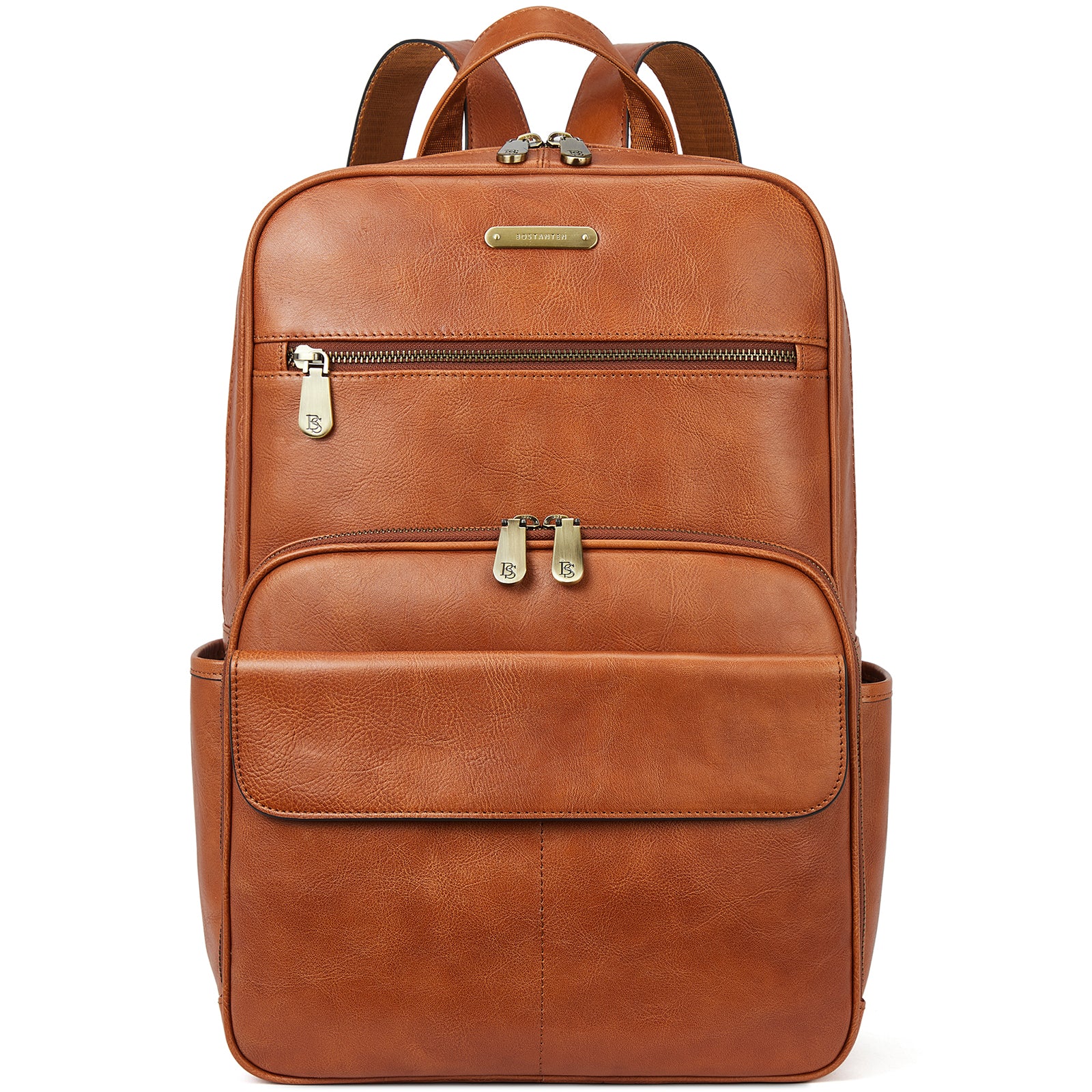 Slim Brown Leather 15.6 Inch Laptop Backpack - Image 3