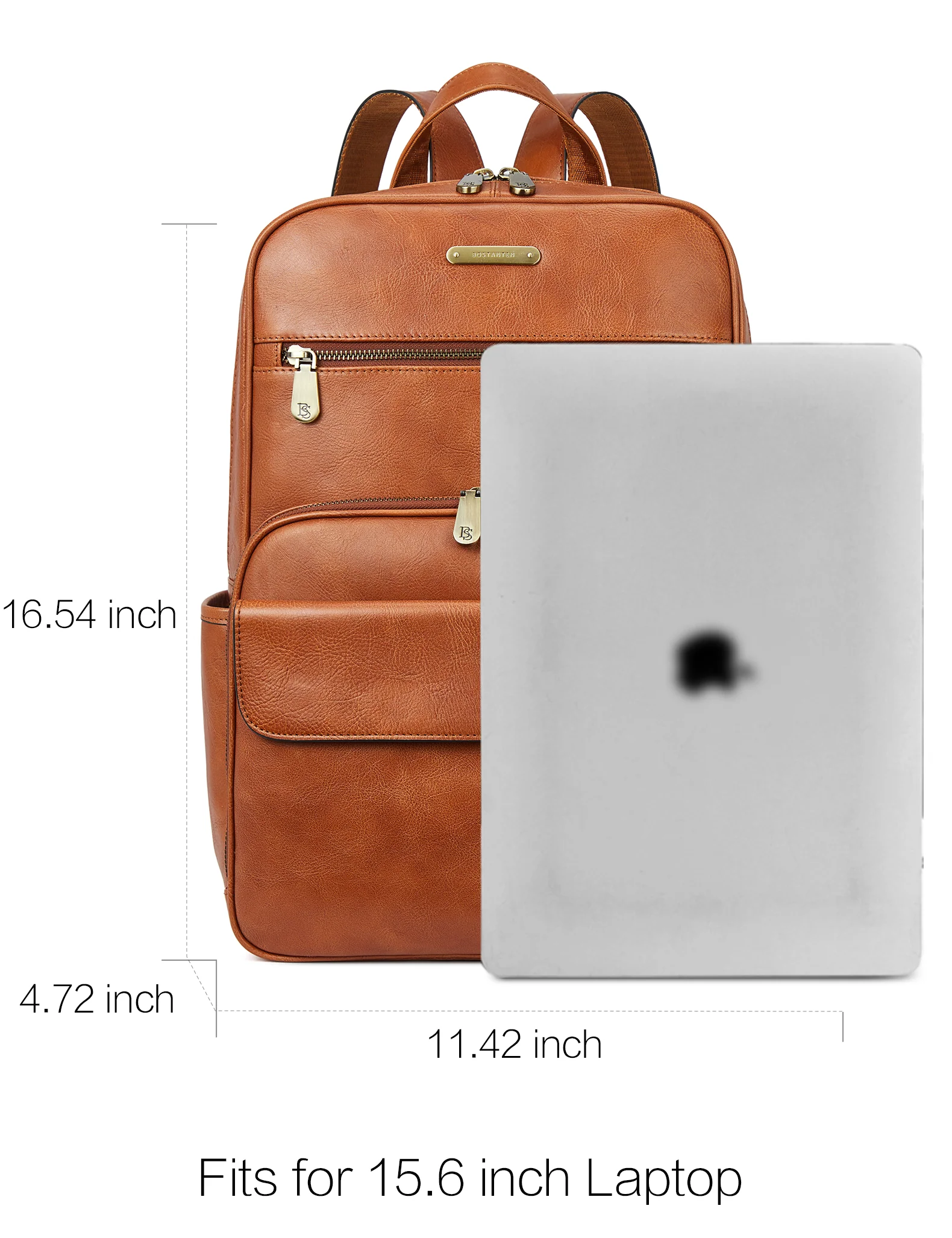 Slim Brown Leather 15.6 Inch Laptop Backpack - Image 4