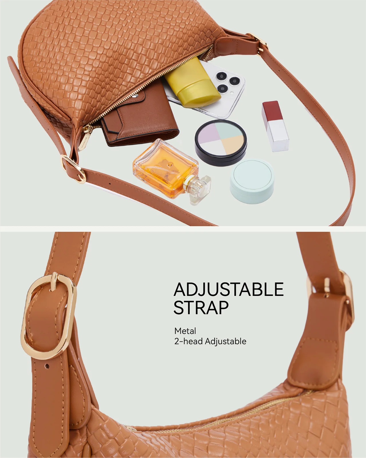 KWELI Woven Leather Half Moon Shoulder Bag - Image 13
