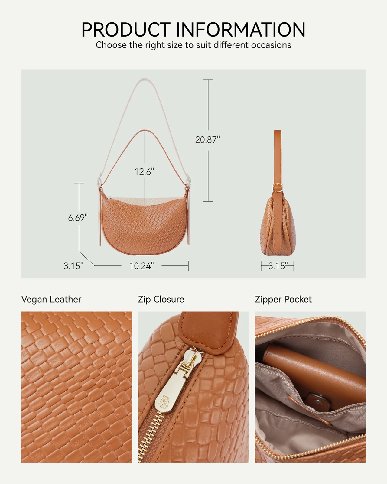 KWELI Woven Leather Half Moon Shoulder Bag - Image 14