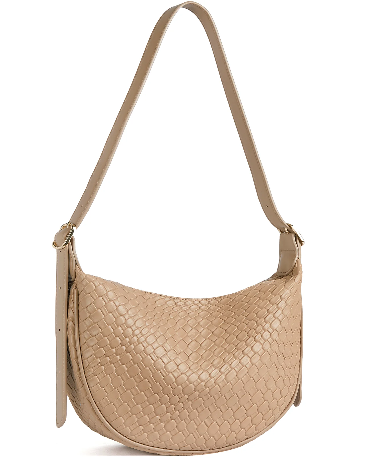 KWELI Woven Leather Half Moon Shoulder Bag - Image 15