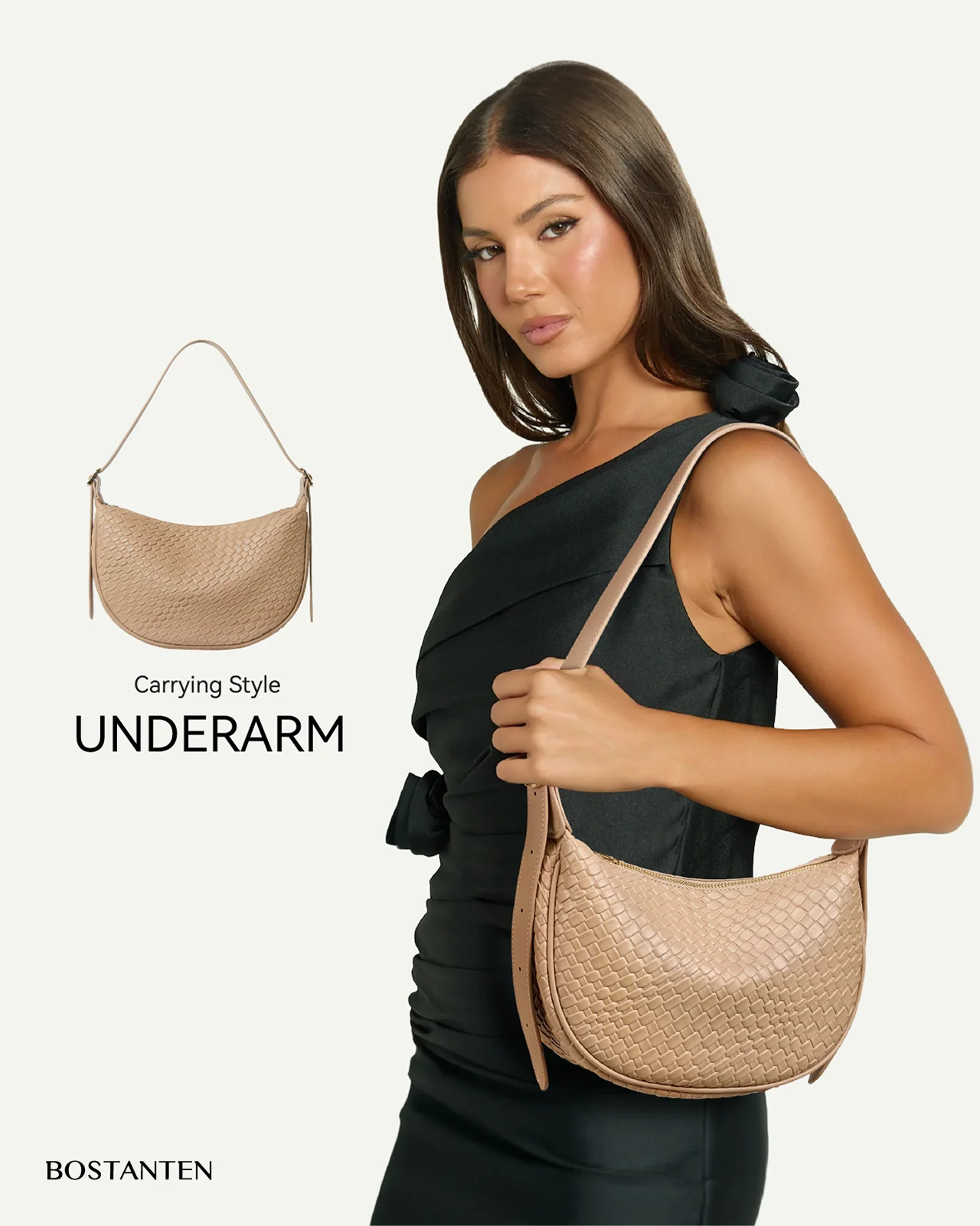 KWELI Woven Leather Half Moon Shoulder Bag - Image 18