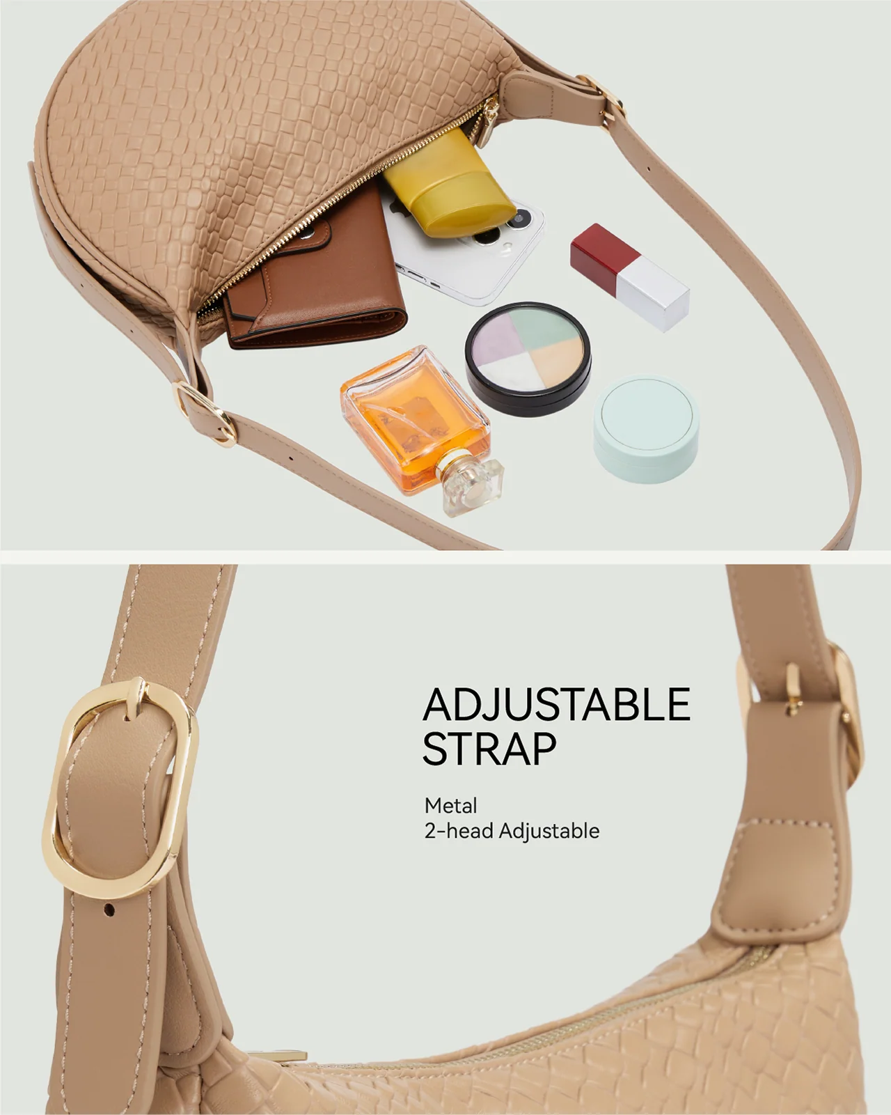 KWELI Woven Leather Half Moon Shoulder Bag - Image 20