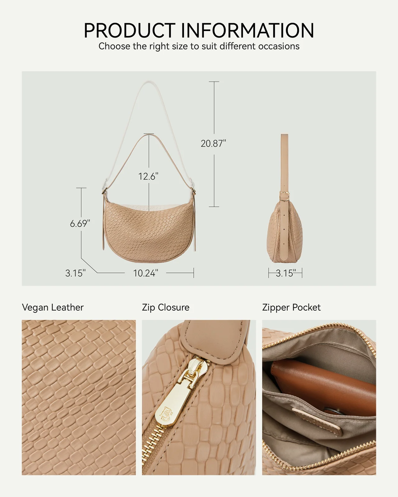 KWELI Woven Leather Half Moon Shoulder Bag - Image 21
