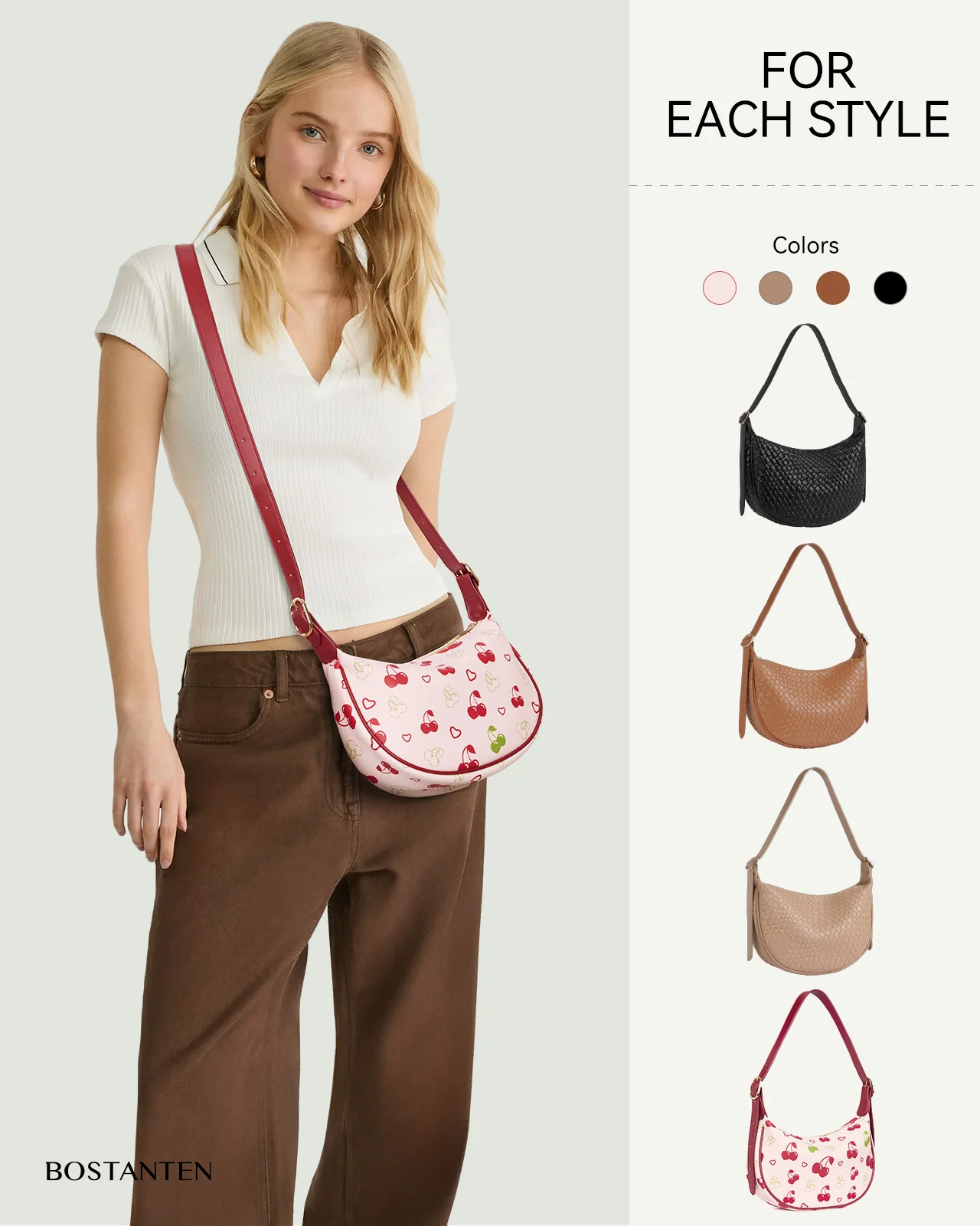 KWELI Woven Leather Half Moon Shoulder Bag - Image 27