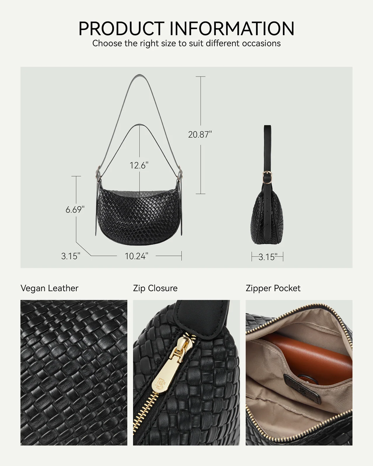 KWELI Woven Leather Half Moon Shoulder Bag - Image 7