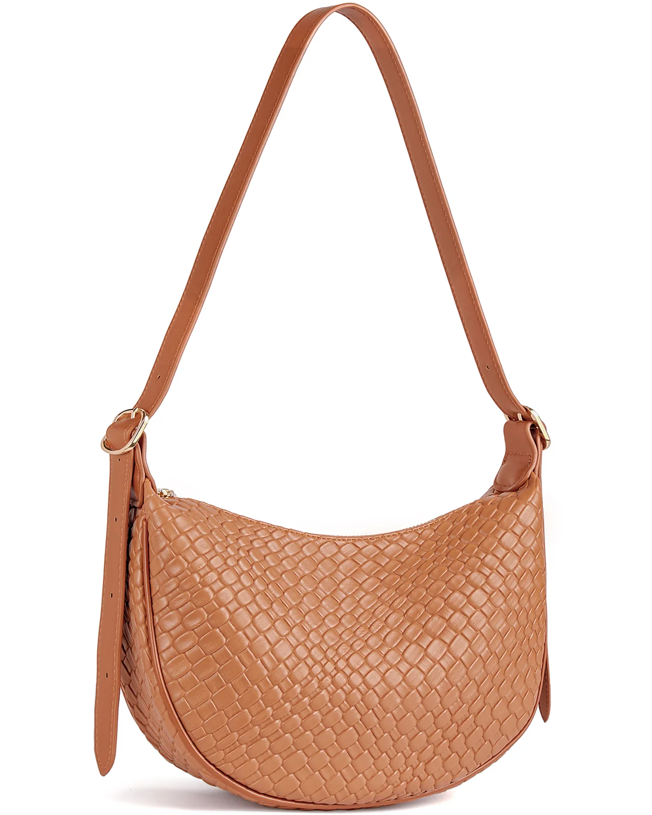 KWELI Woven Leather Half Moon Shoulder Bag - Image 8