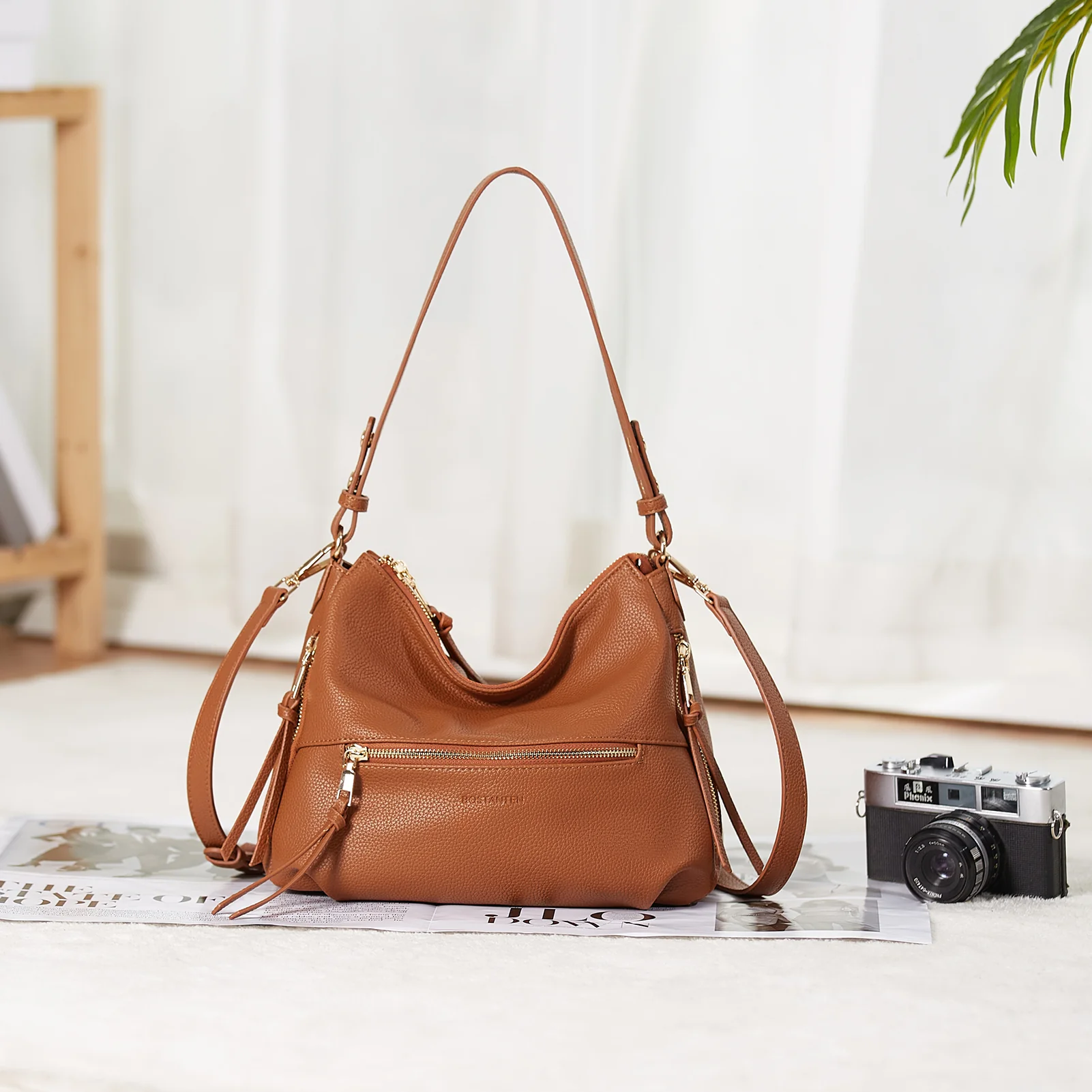 BOSTANTEN Purses for Women Designer Handbags Vegan Leather Hobo Bags Ladies Shoulder Bags Pocketbooks Brown - Image 10