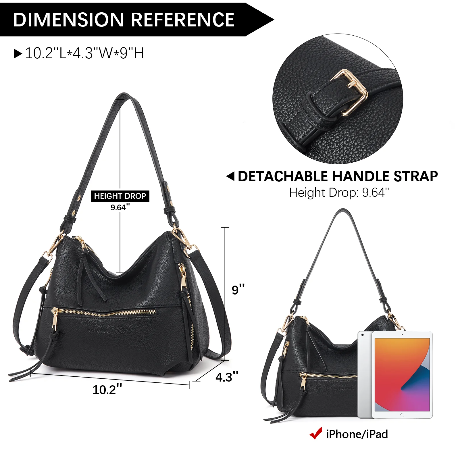 BOSTANTEN Purses for Women Designer Handbags Vegan Leather Hobo Bags Ladies Shoulder Bags Pocketbooks Brown - Image 15