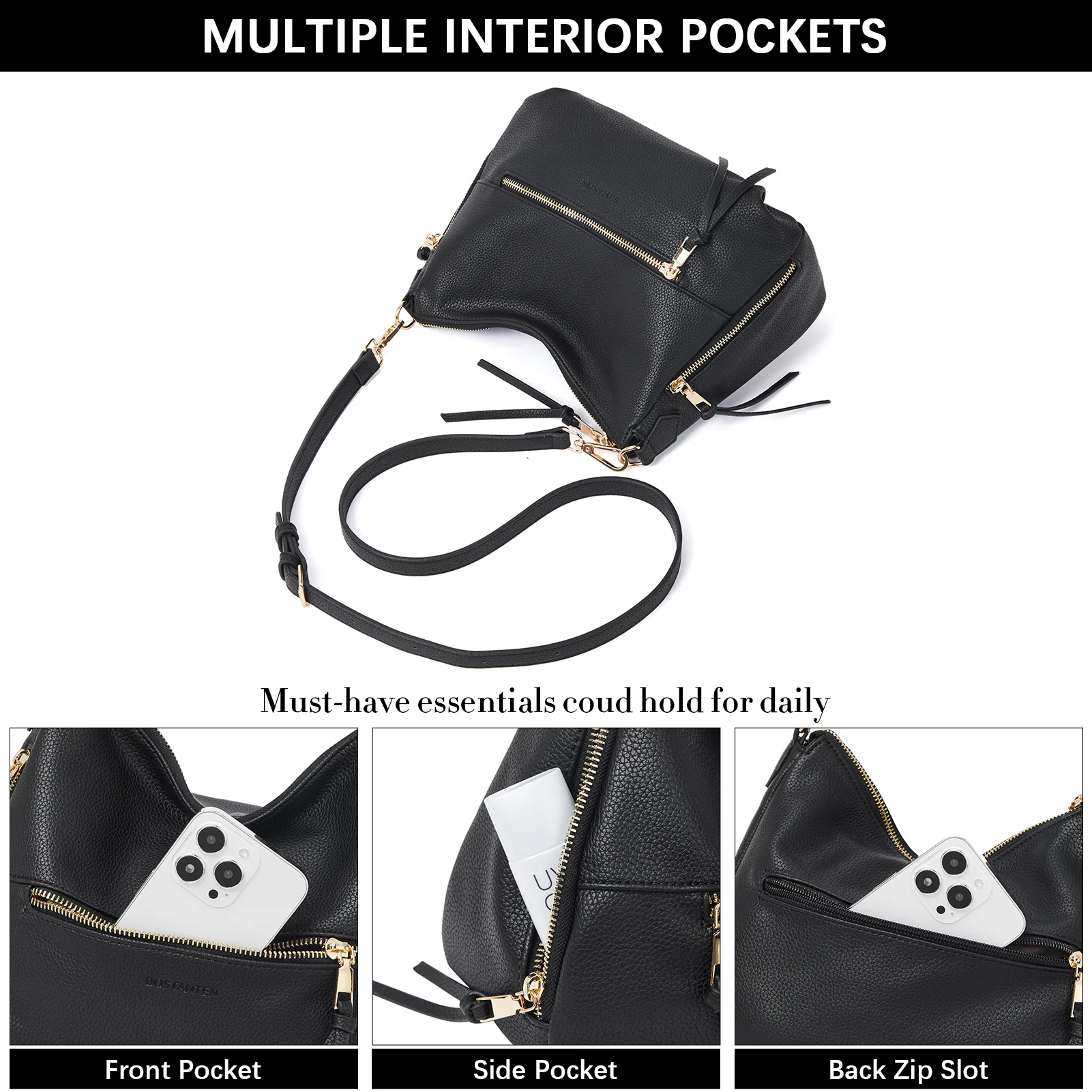 BOSTANTEN Purses for Women Designer Handbags Vegan Leather Hobo Bags Ladies Shoulder Bags Pocketbooks Brown - Image 19