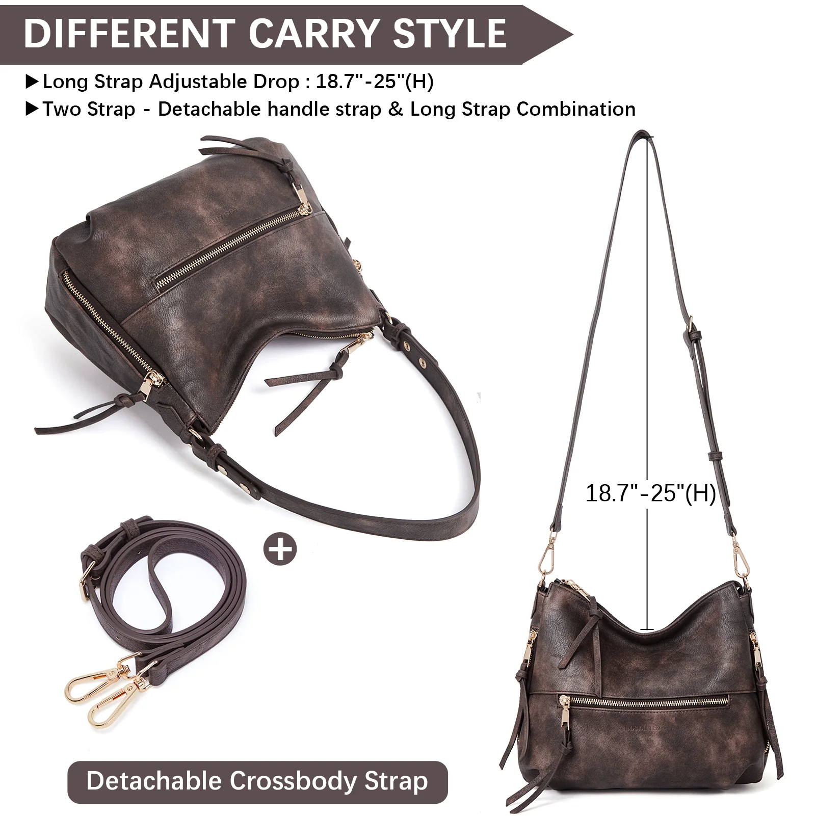 BOSTANTEN Purses for Women Designer Handbags Vegan Leather Hobo Bags Ladies Shoulder Bags Pocketbooks Brown - Image 27