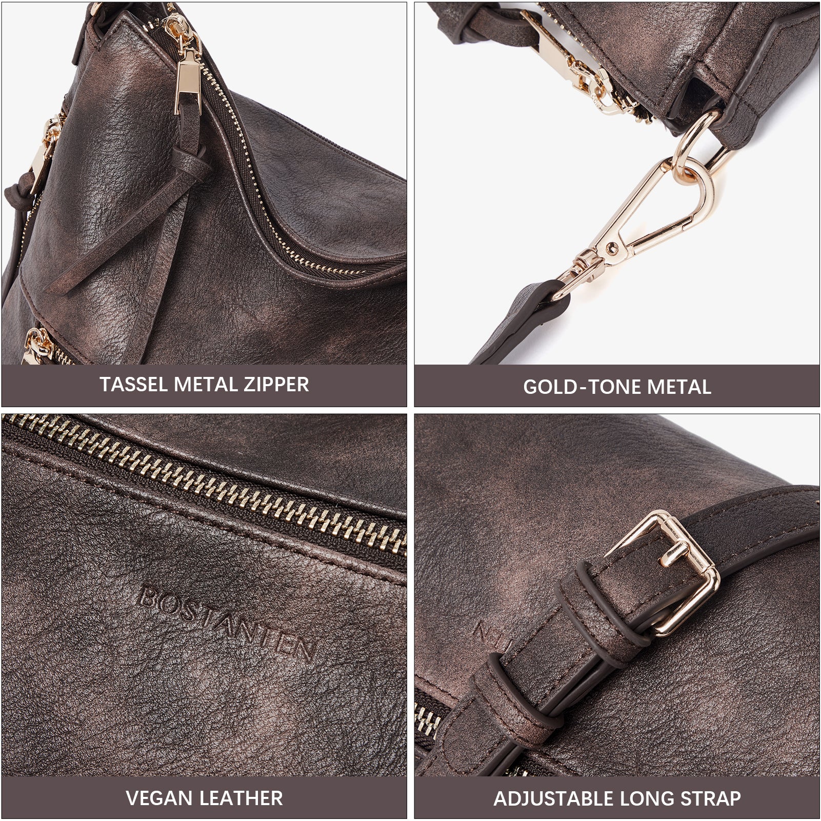 BOSTANTEN Purses for Women Designer Handbags Vegan Leather Hobo Bags Ladies Shoulder Bags Pocketbooks Brown - Image 28