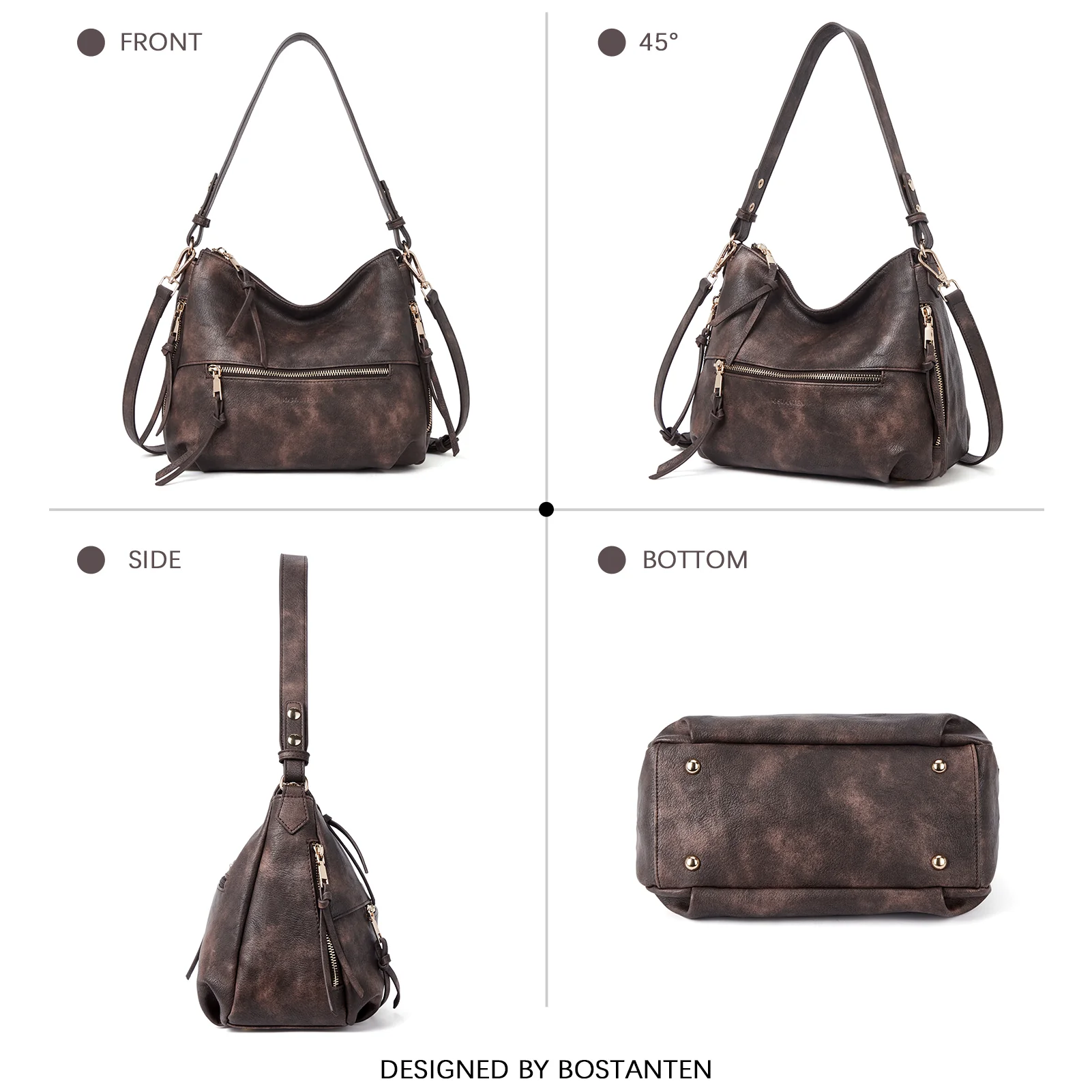 BOSTANTEN Purses for Women Designer Handbags Vegan Leather Hobo Bags Ladies Shoulder Bags Pocketbooks Brown - Image 31