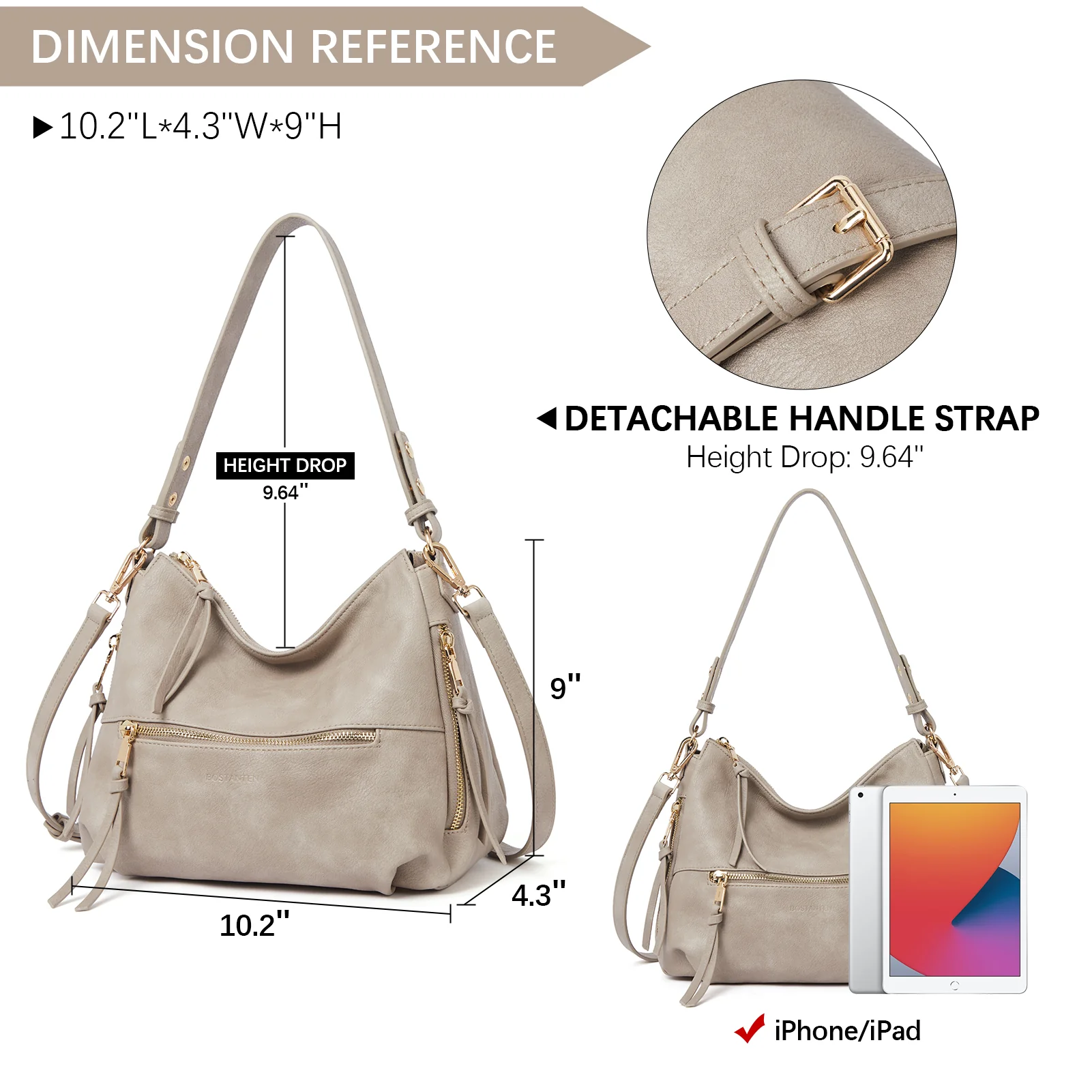 BOSTANTEN Purses for Women Designer Handbags Vegan Leather Hobo Bags Ladies Shoulder Bags Pocketbooks Brown - Image 37