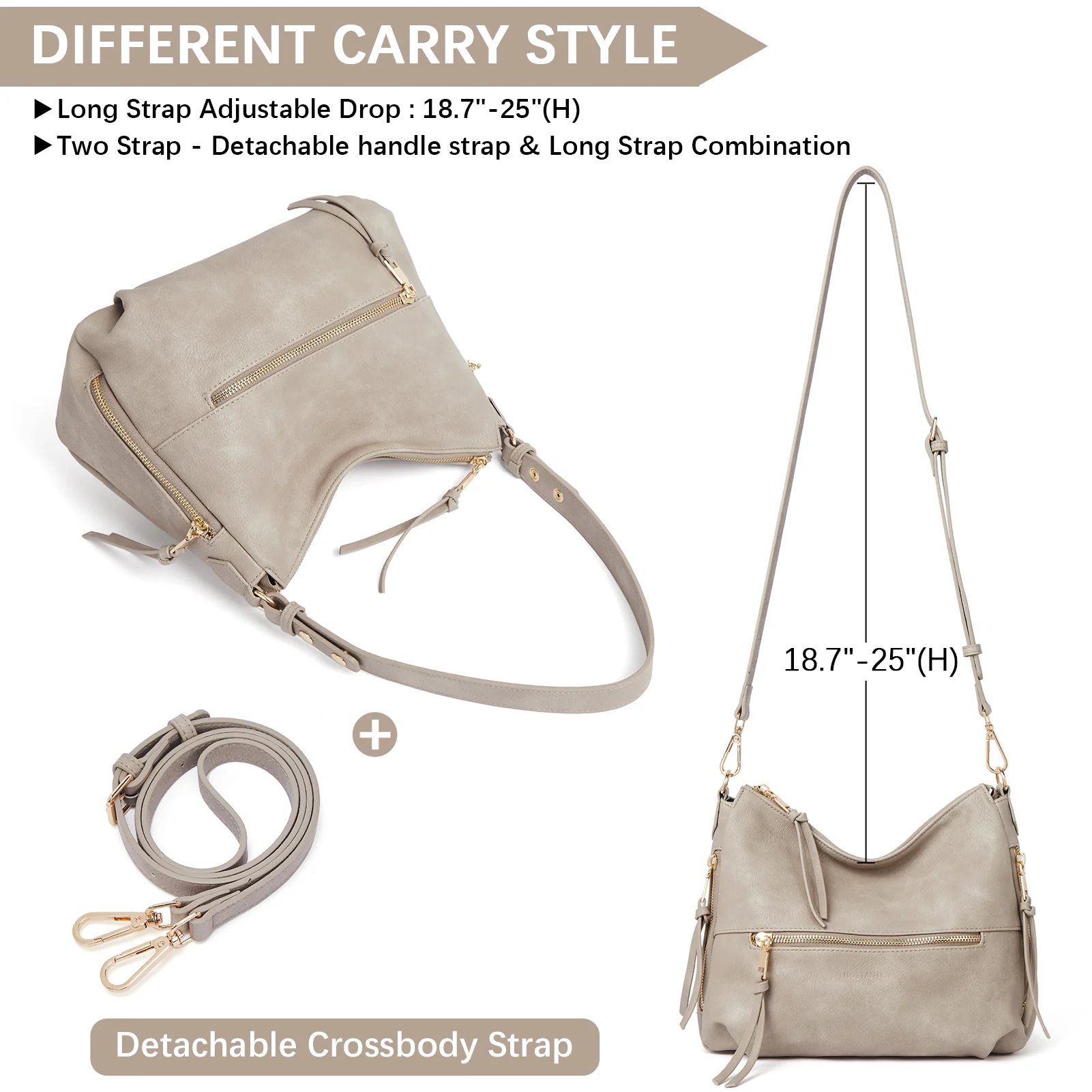 BOSTANTEN Purses for Women Designer Handbags Vegan Leather Hobo Bags Ladies Shoulder Bags Pocketbooks Brown - Image 38