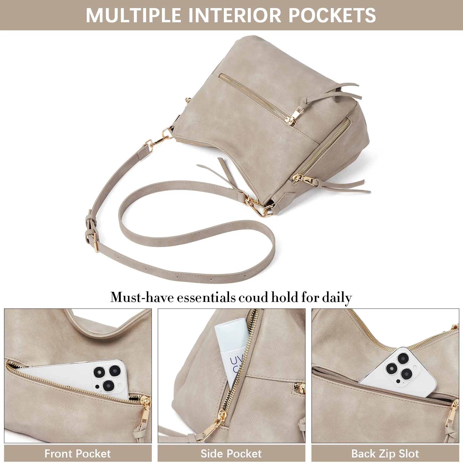 BOSTANTEN Purses for Women Designer Handbags Vegan Leather Hobo Bags Ladies Shoulder Bags Pocketbooks Brown - Image 40