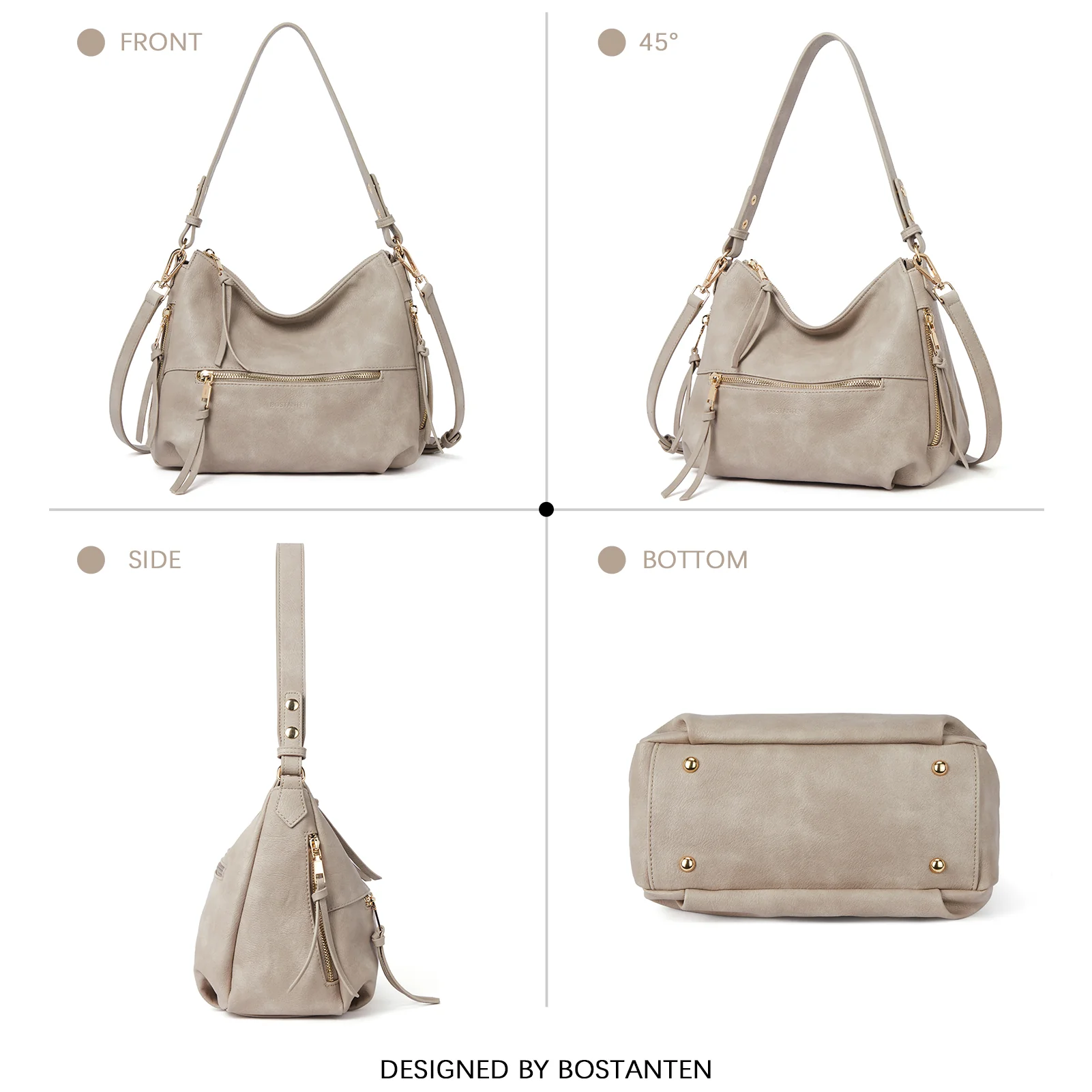 BOSTANTEN Purses for Women Designer Handbags Vegan Leather Hobo Bags Ladies Shoulder Bags Pocketbooks Brown - Image 41