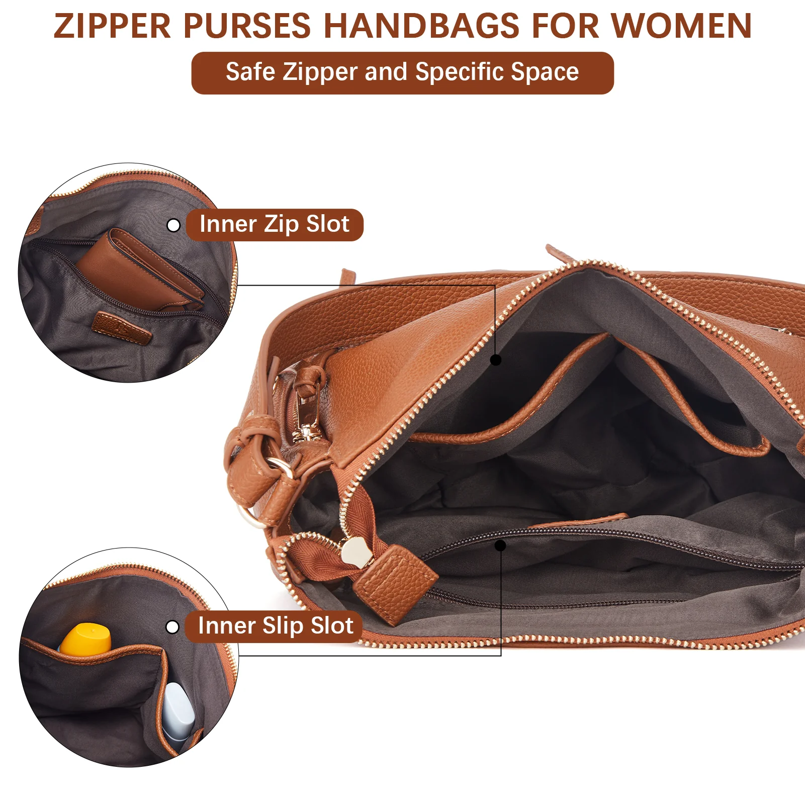 BOSTANTEN Purses for Women Designer Handbags Vegan Leather Hobo Bags Ladies Shoulder Bags Pocketbooks Brown - Image 7