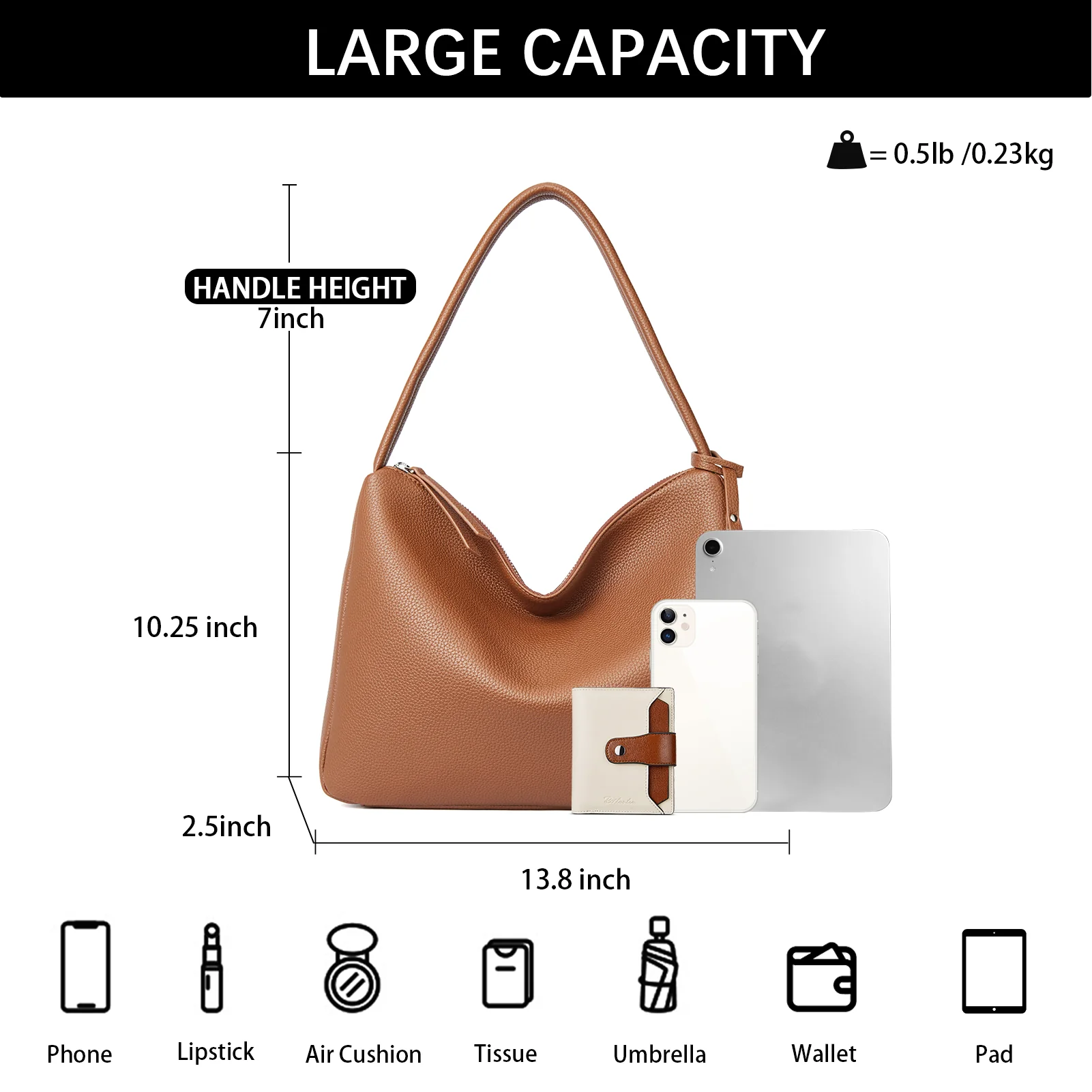 Vegan Leather Hobo Purses for Women Designer Shoulder Bags - Image 12