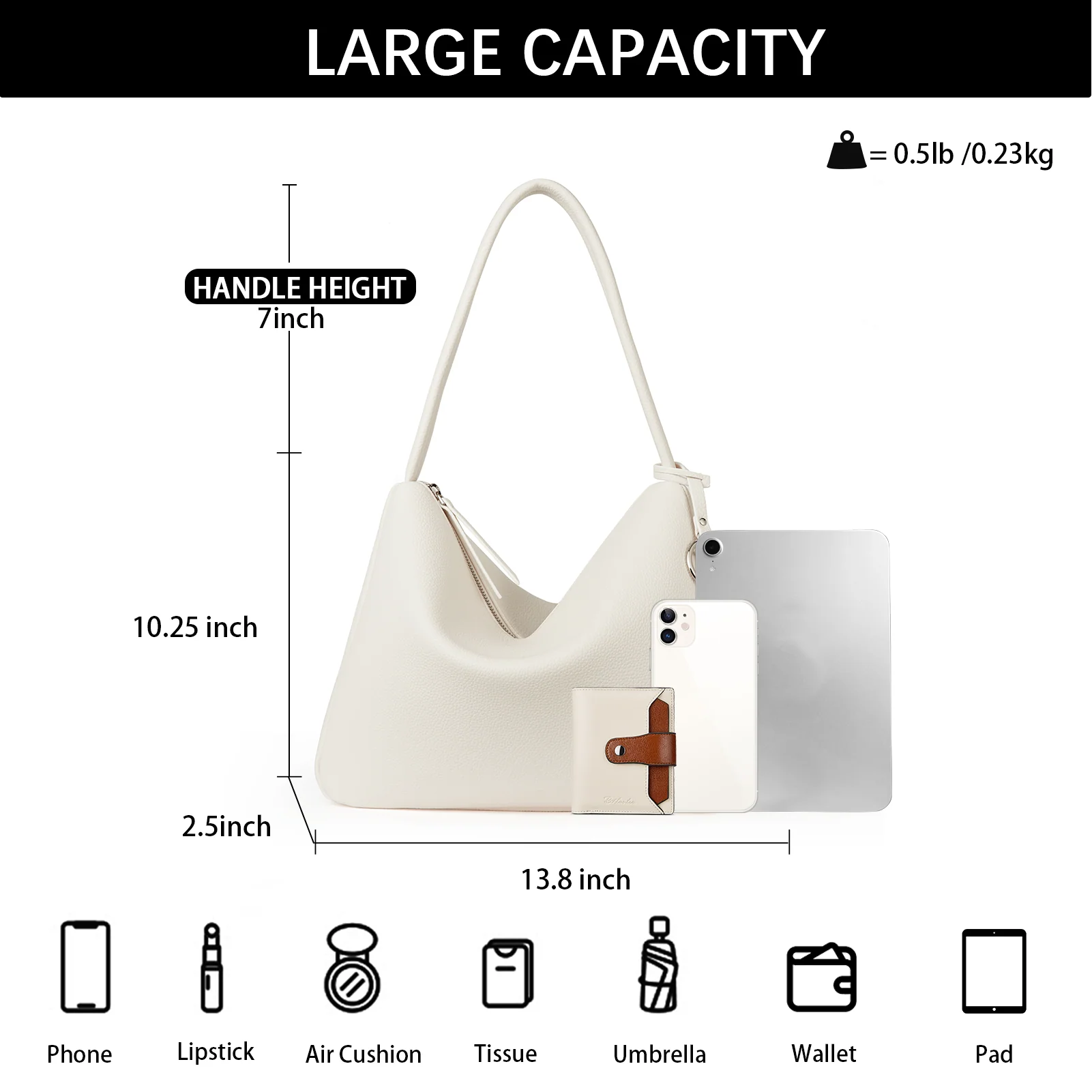 Vegan Leather Hobo Purses for Women Designer Shoulder Bags - Image 5