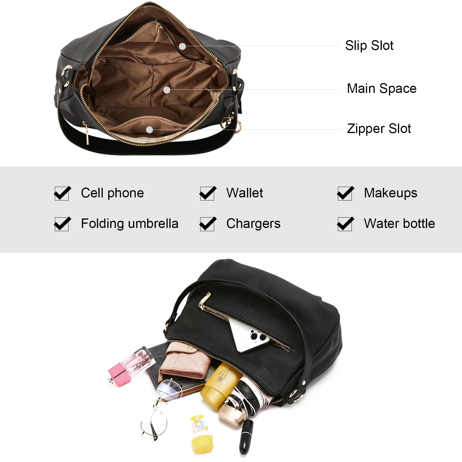 Kweli Hobo Shoulder Handbag - Pebble Leather - Image 11