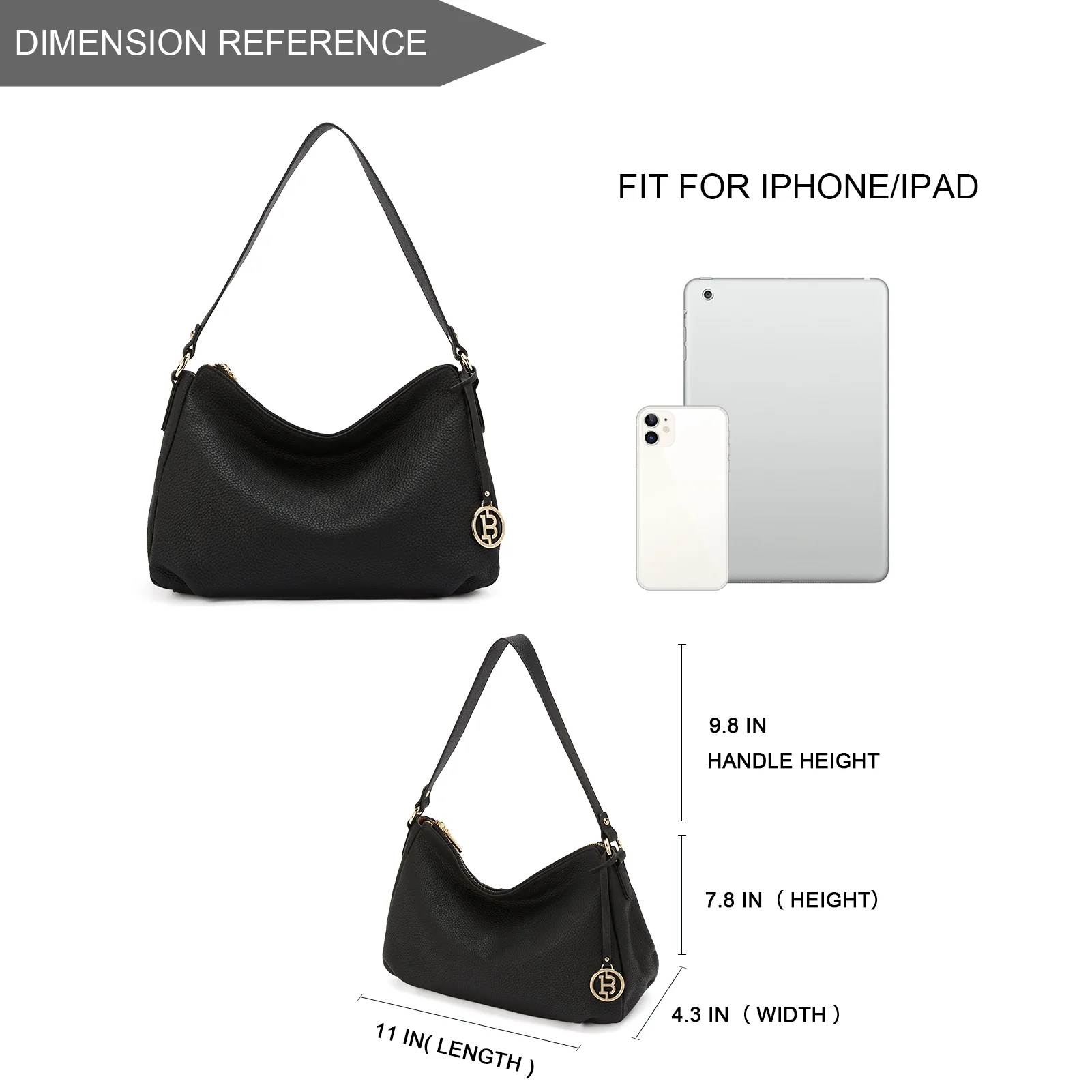 Kweli Hobo Shoulder Handbag - Pebble Leather - Image 12