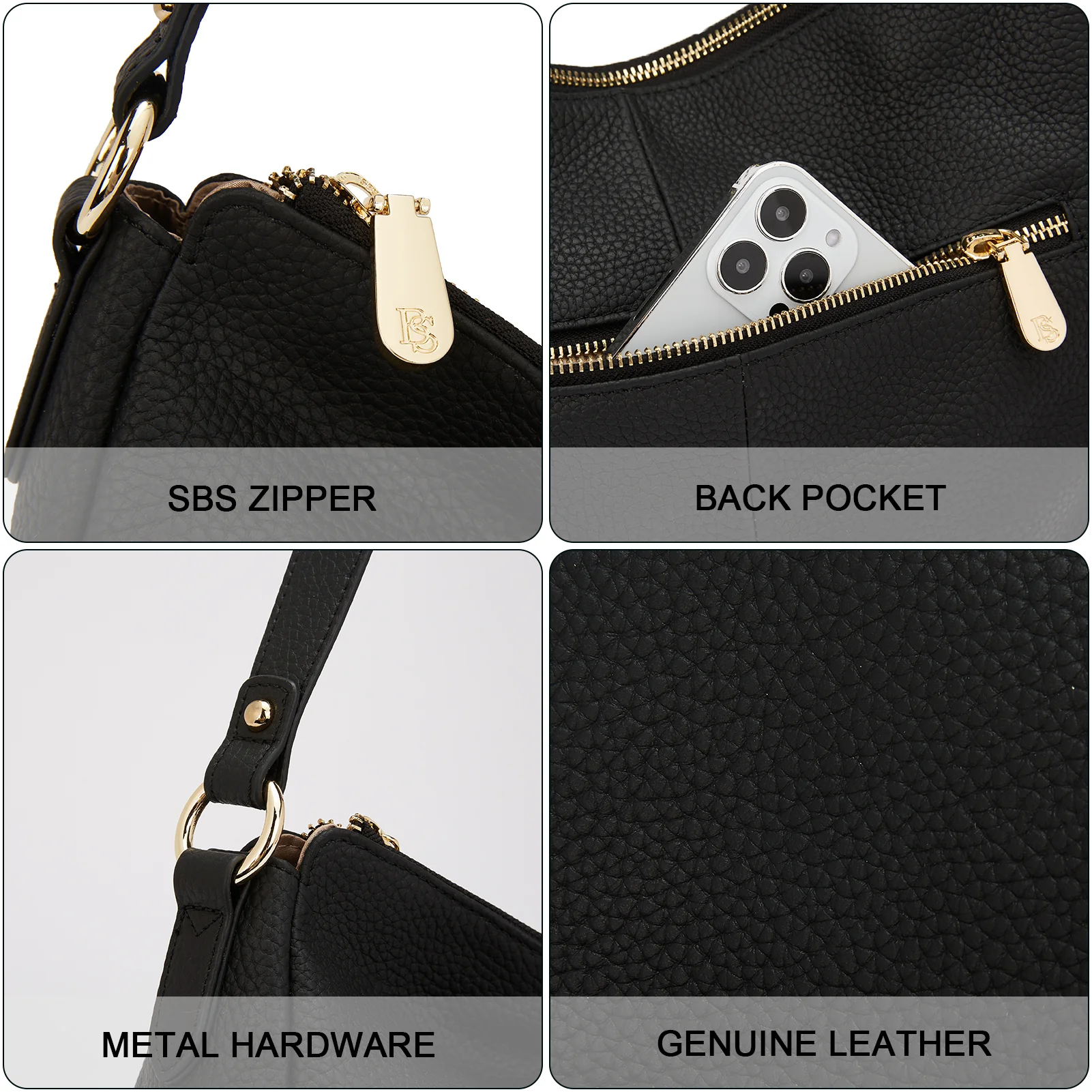 Kweli Hobo Shoulder Handbag - Pebble Leather - Image 13