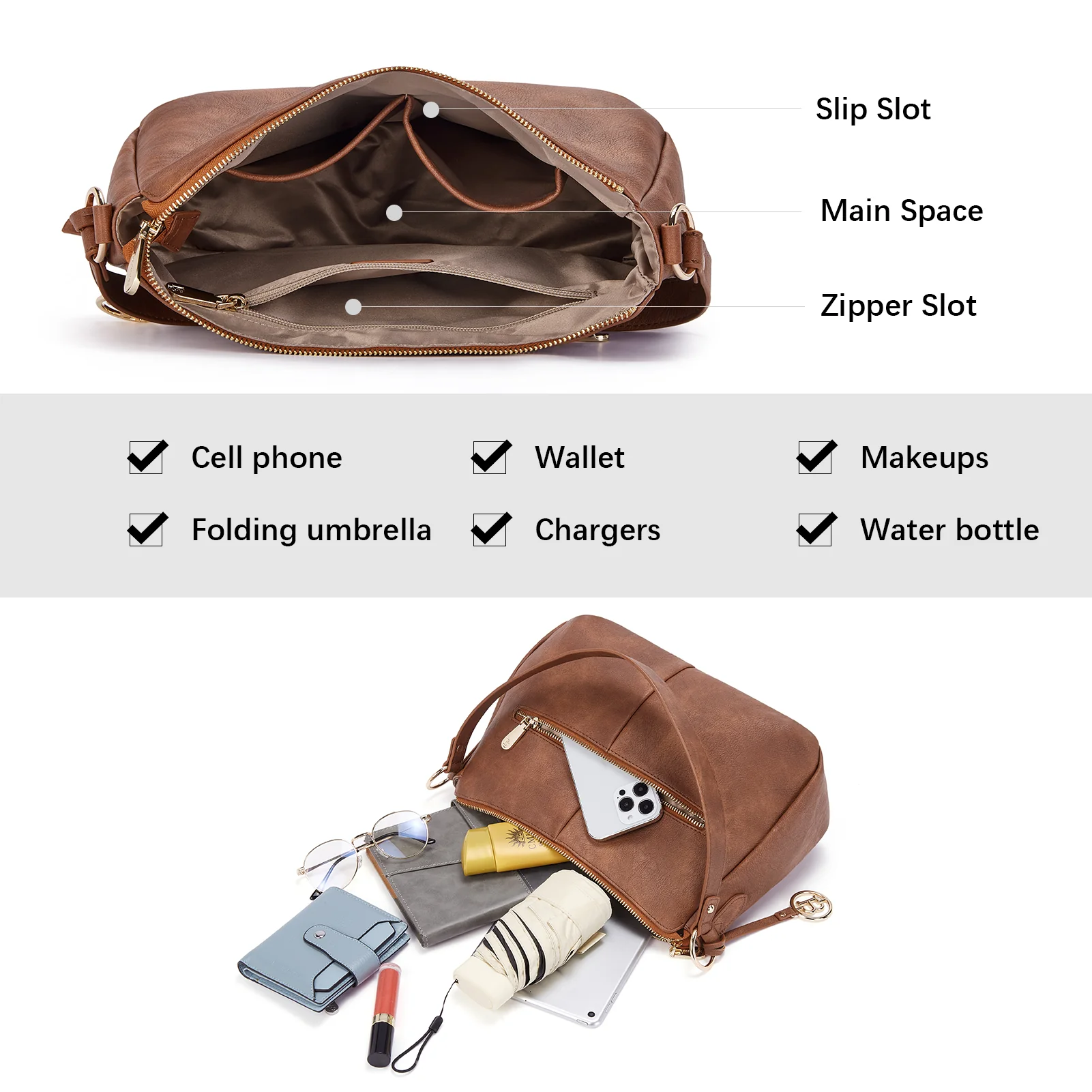 Kweli Hobo Shoulder Handbag - Pebble Leather - Image 19
