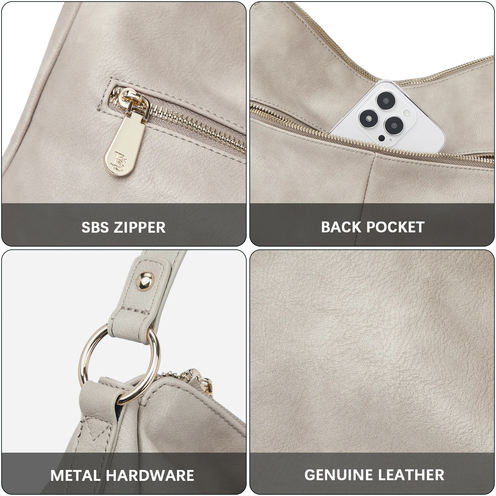 Kweli Hobo Shoulder Handbag - Pebble Leather - Image 40