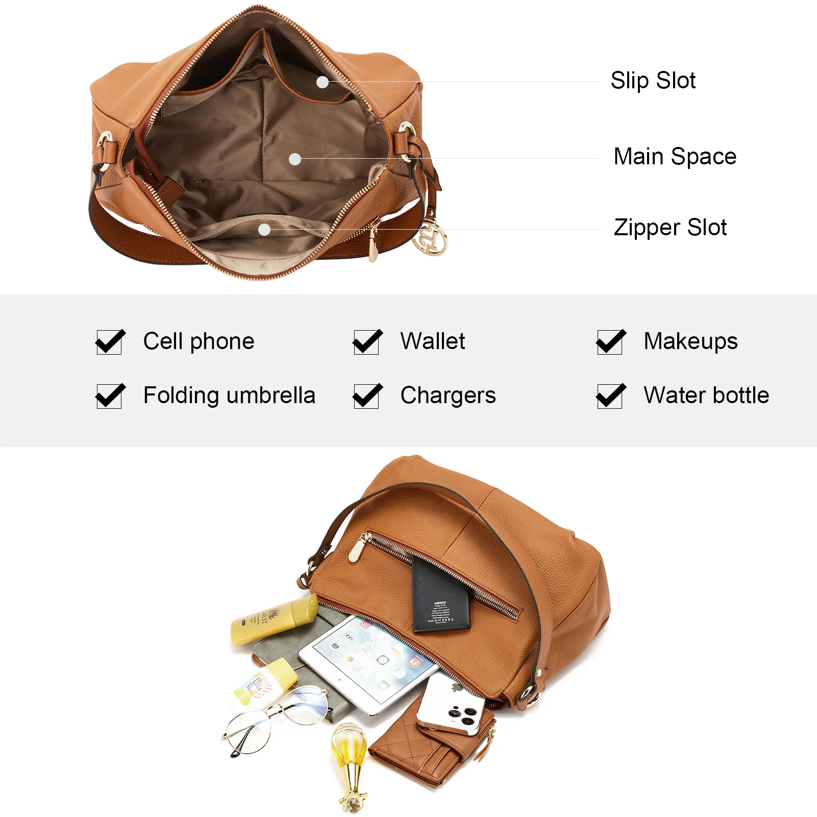 Kweli Hobo Shoulder Handbag - Pebble Leather - Image 5