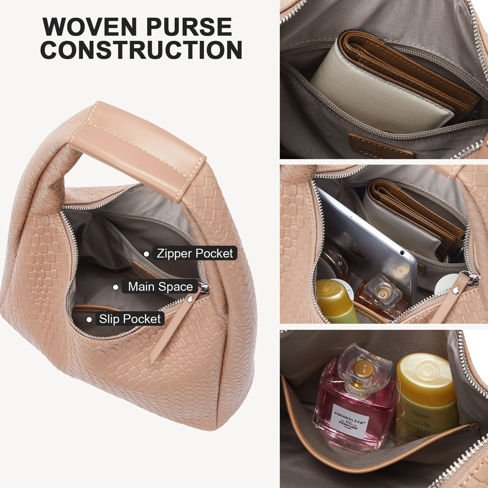 KWELI Croc Structured Curved Hobo Handbags - Image 20