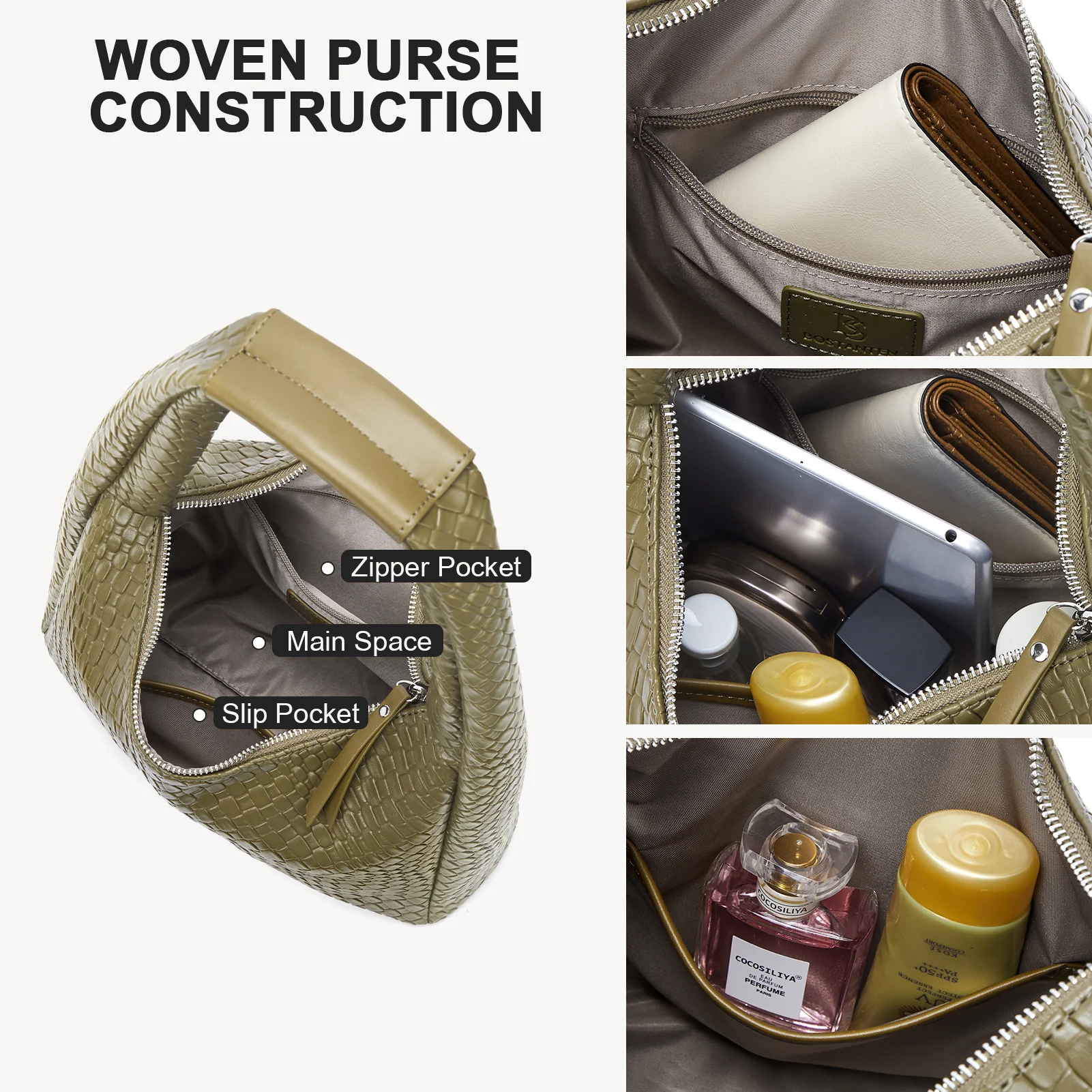 KWELI Croc Structured Curved Hobo Handbags - Image 26