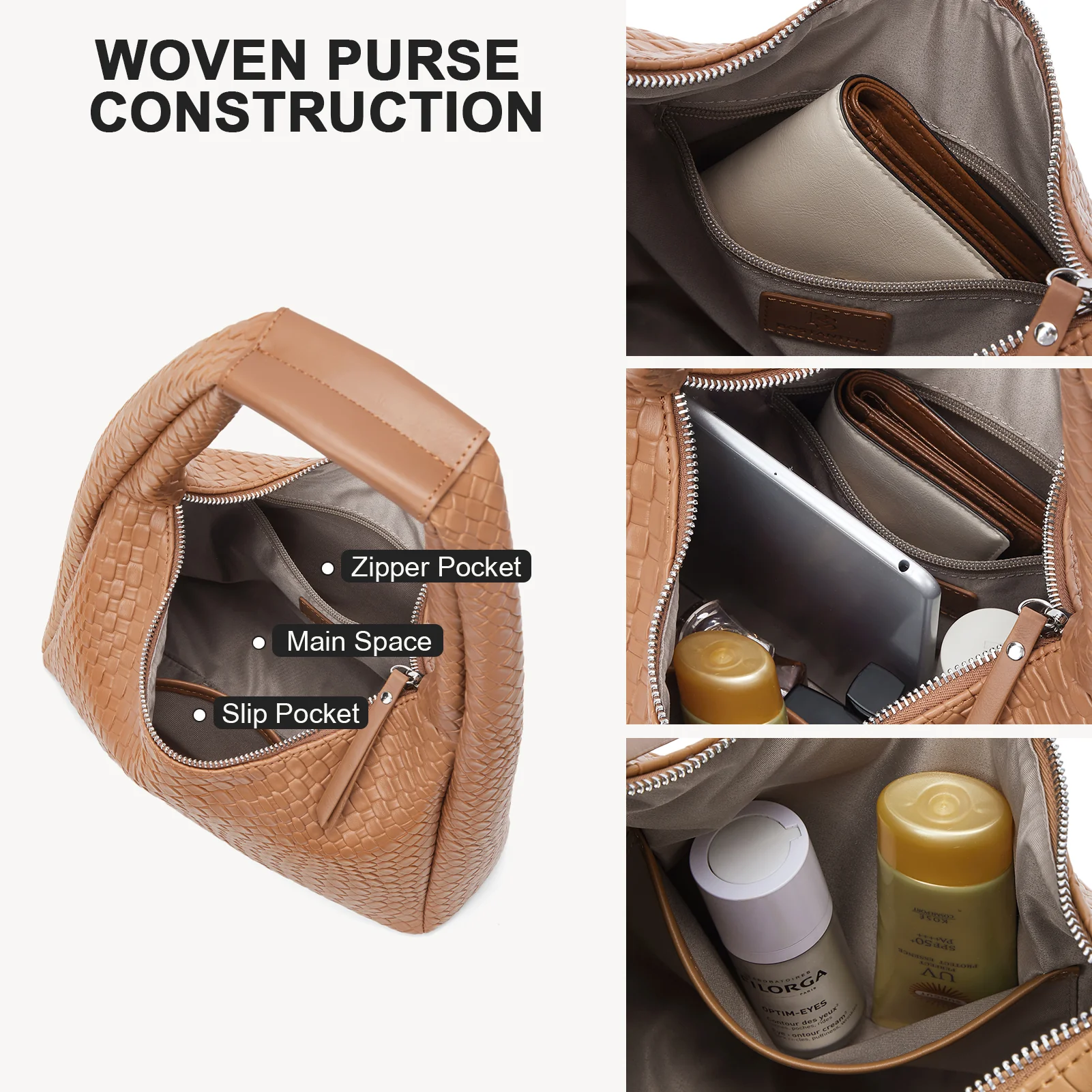 KWELI Croc Structured Curved Hobo Handbags - Image 6