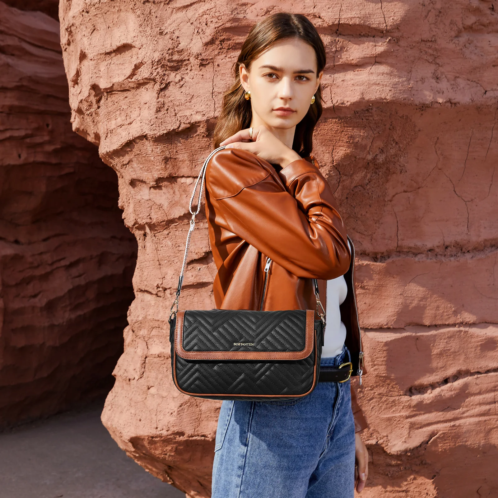 Kweli Quilted Vegan Leather Crossbody Purses - Image 10