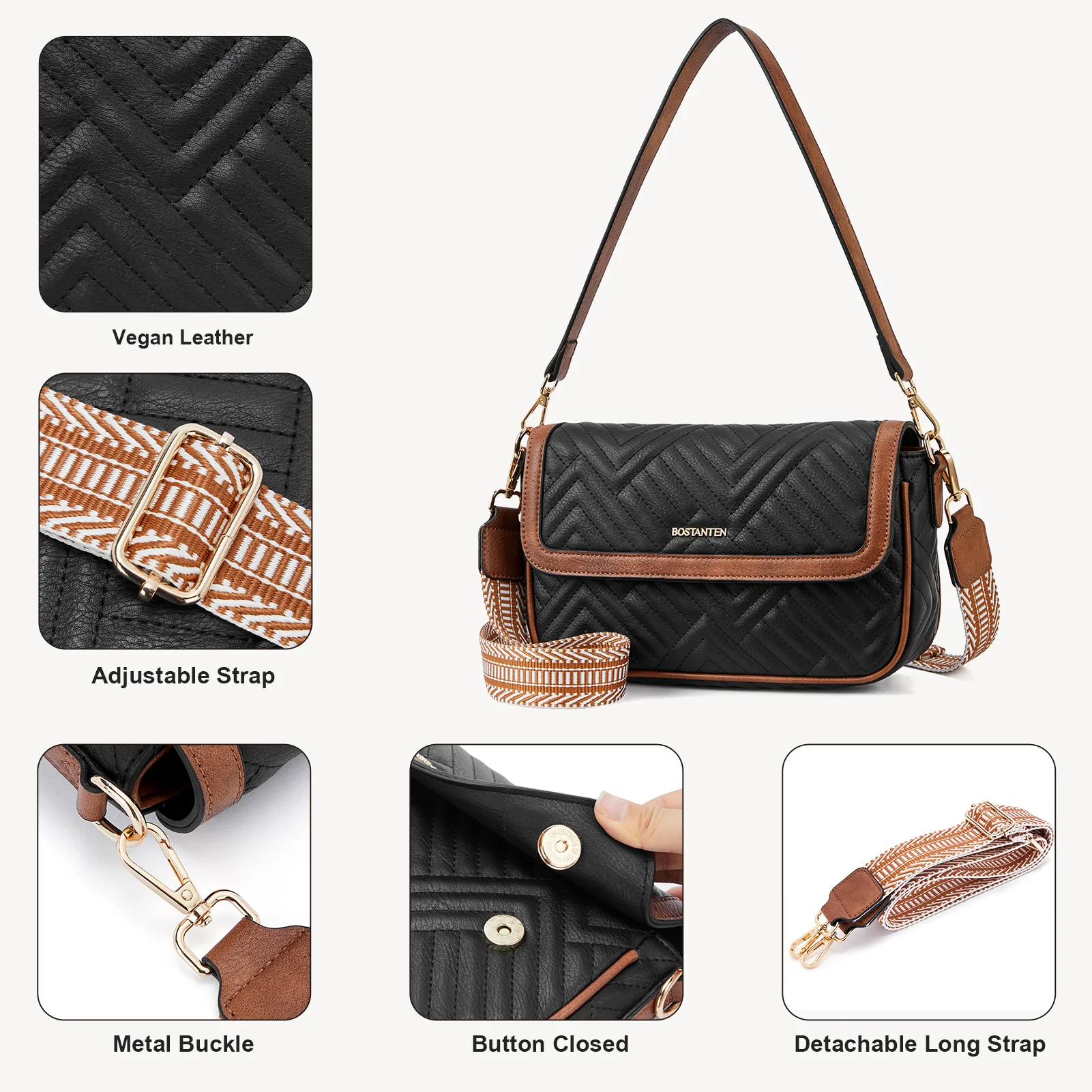 Kweli Quilted Vegan Leather Crossbody Purses - Image 14