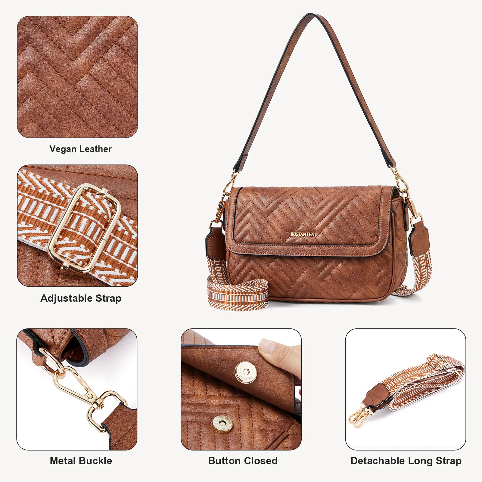 Kweli Quilted Vegan Leather Crossbody Purses - Image 21