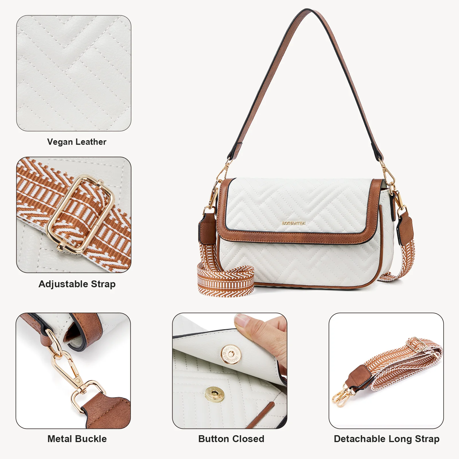 Kweli Quilted Vegan Leather Crossbody Purses - Image 6