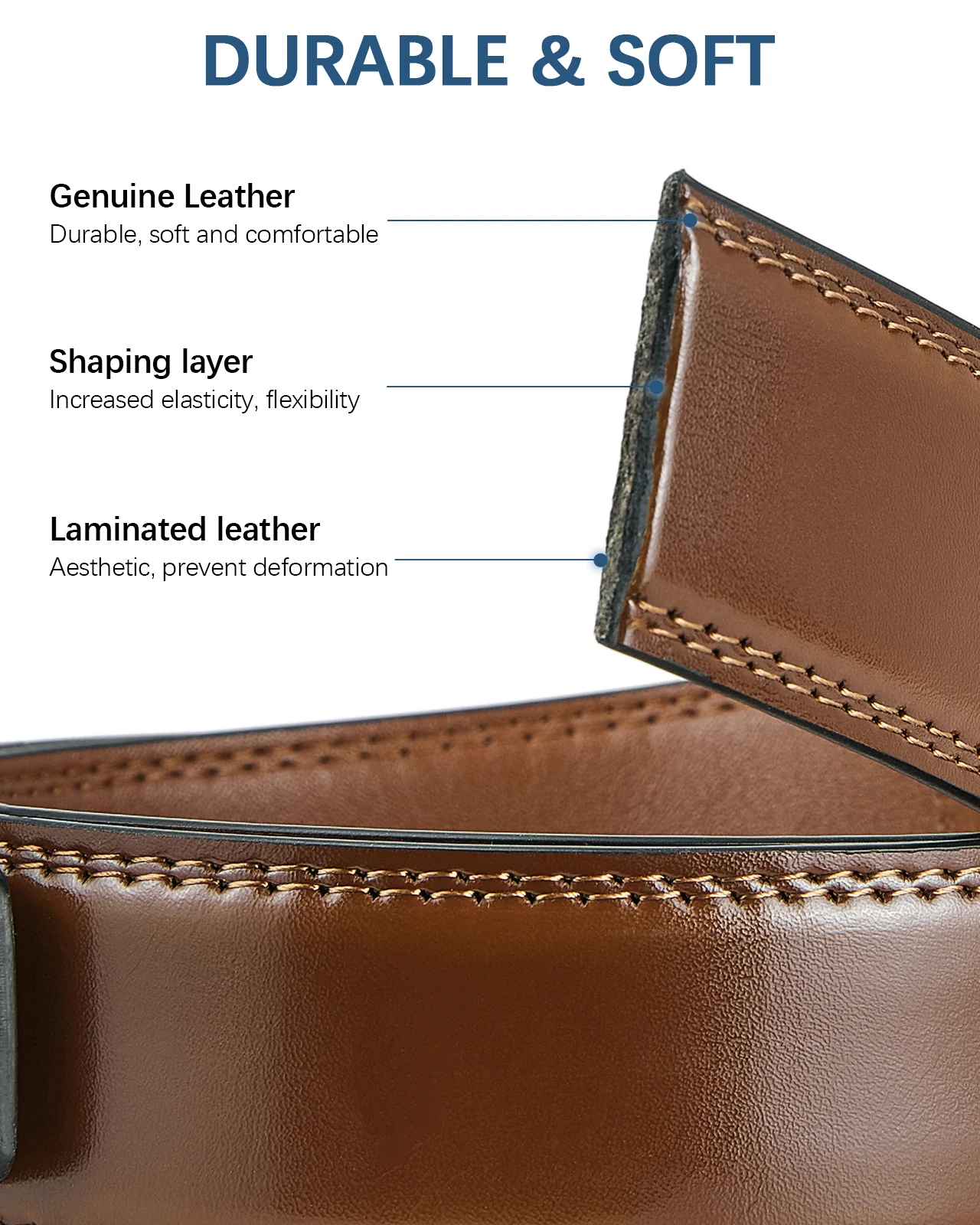 BOSTANTEN Ratchet Leather Belt For Men with Adjustable Buckle, Trim to Fit — All Brown - Image 12