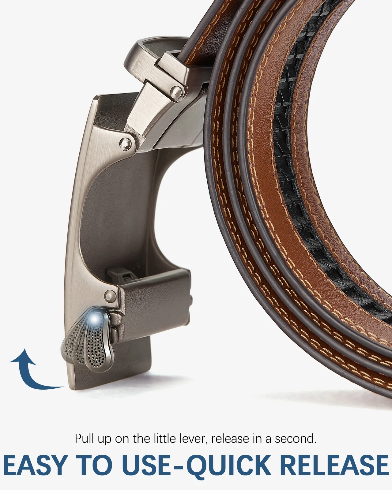BOSTANTEN Ratchet Leather Belt For Men with Adjustable Buckle, Trim to Fit — All Brown - Image 3