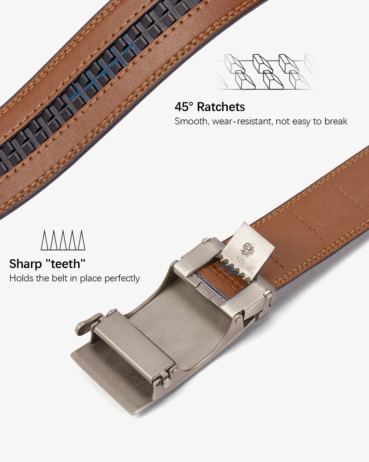 BOSTANTEN Ratchet Leather Belt For Men with Adjustable Buckle, Trim to Fit — All Brown - Image 5