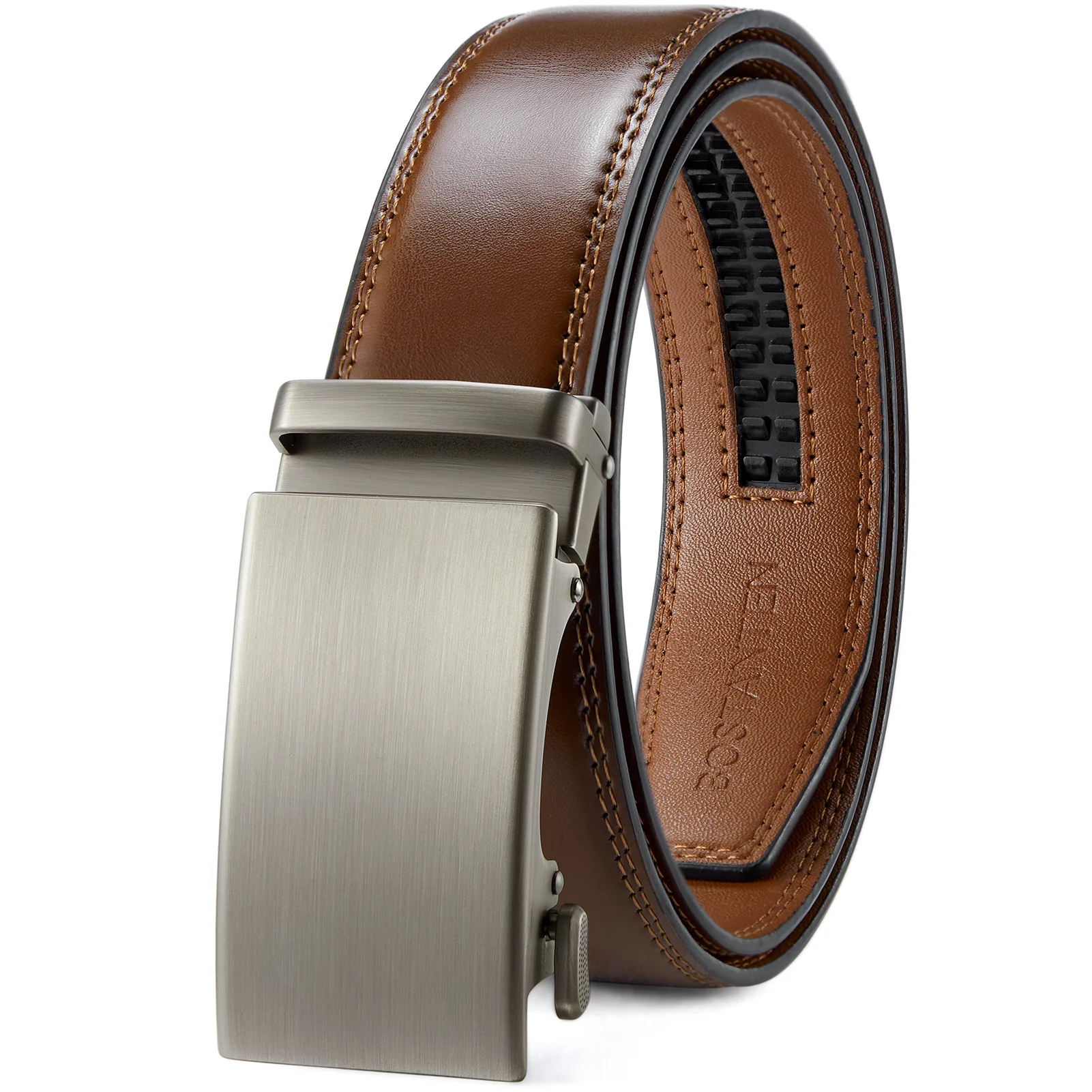 BOSTANTEN Ratchet Leather Belt For Men with Adjustable Buckle, Trim to Fit — All Brown - Image 9