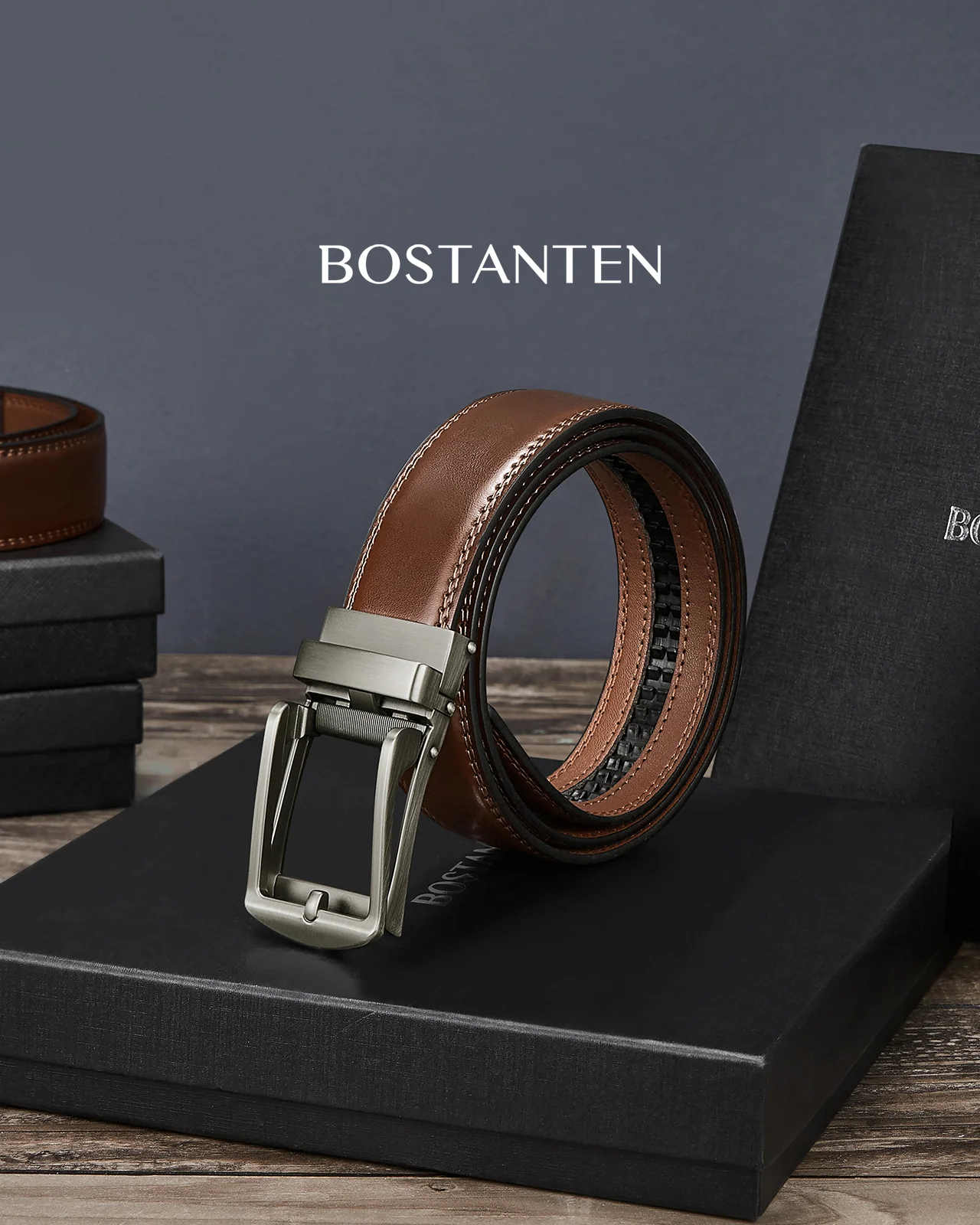 BOSTANTEN Ratchet Leather Belt For Men with Adjustable Buckle, Trim to Fit —Skeleton - Image 12