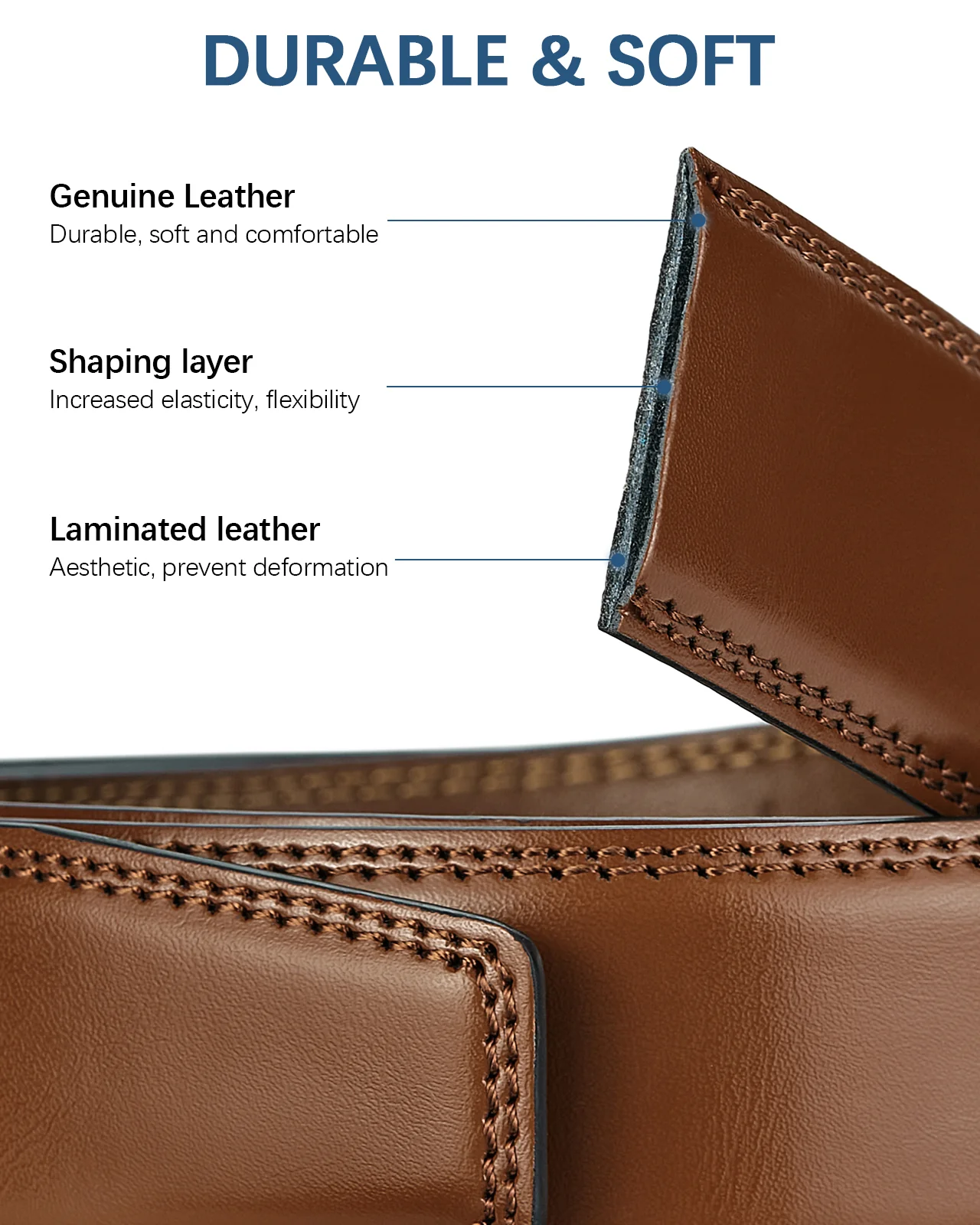 BOSTANTEN Ratchet Leather Belt For Men with Adjustable Buckle, Trim to Fit —Skeleton - Image 14