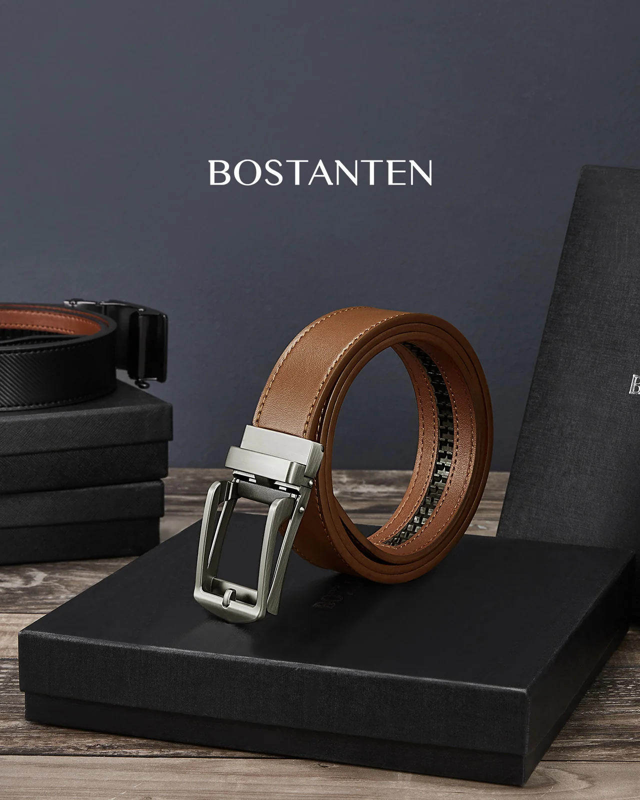 BOSTANTEN Ratchet Leather Belt For Men with Adjustable Buckle, Trim to Fit —Skeleton - Image 27