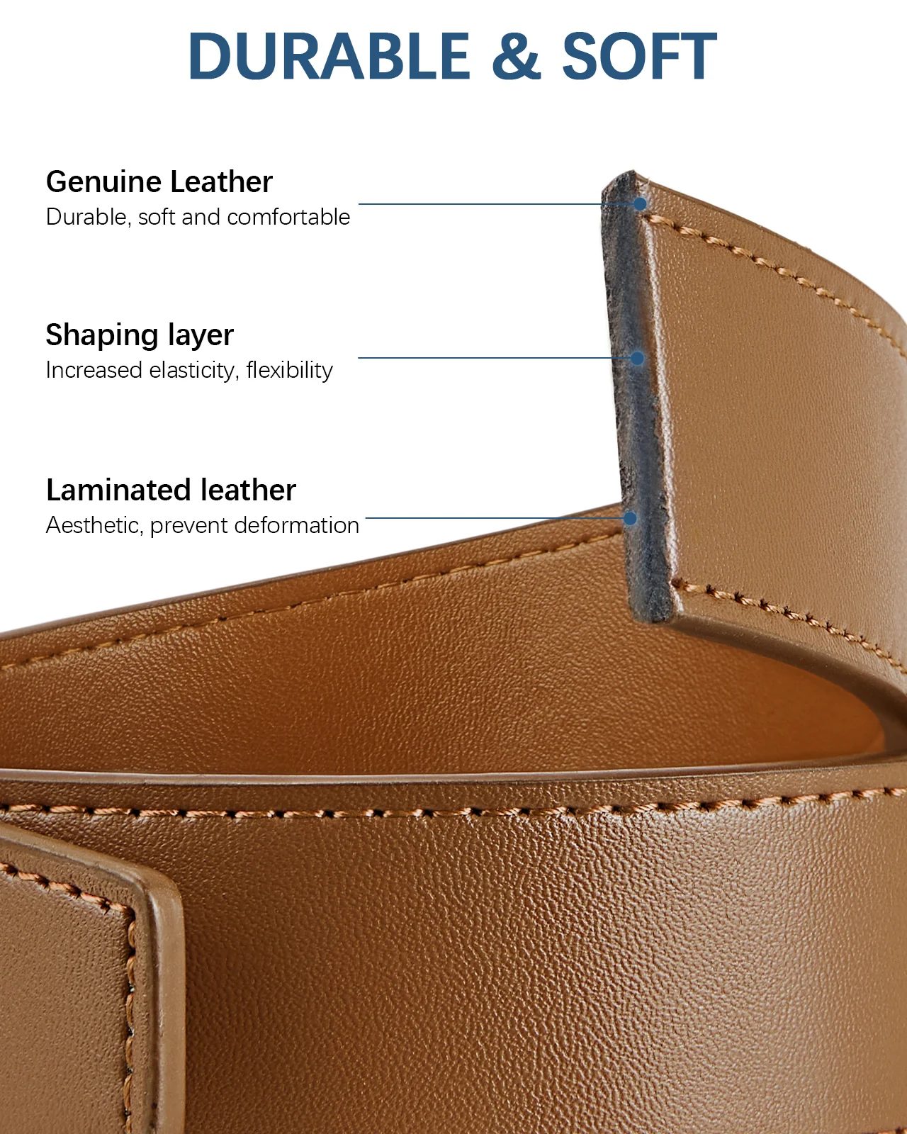 BOSTANTEN Ratchet Leather Belt For Men with Adjustable Buckle, Trim to Fit —Skeleton - Image 29