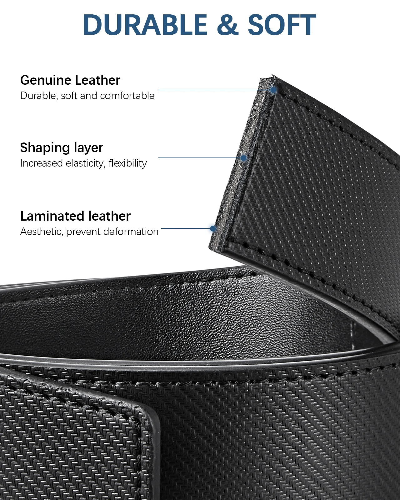 BOSTANTEN Ratchet Leather Belt For Men with Adjustable Buckle, Trim to Fit —Skeleton - Image 5