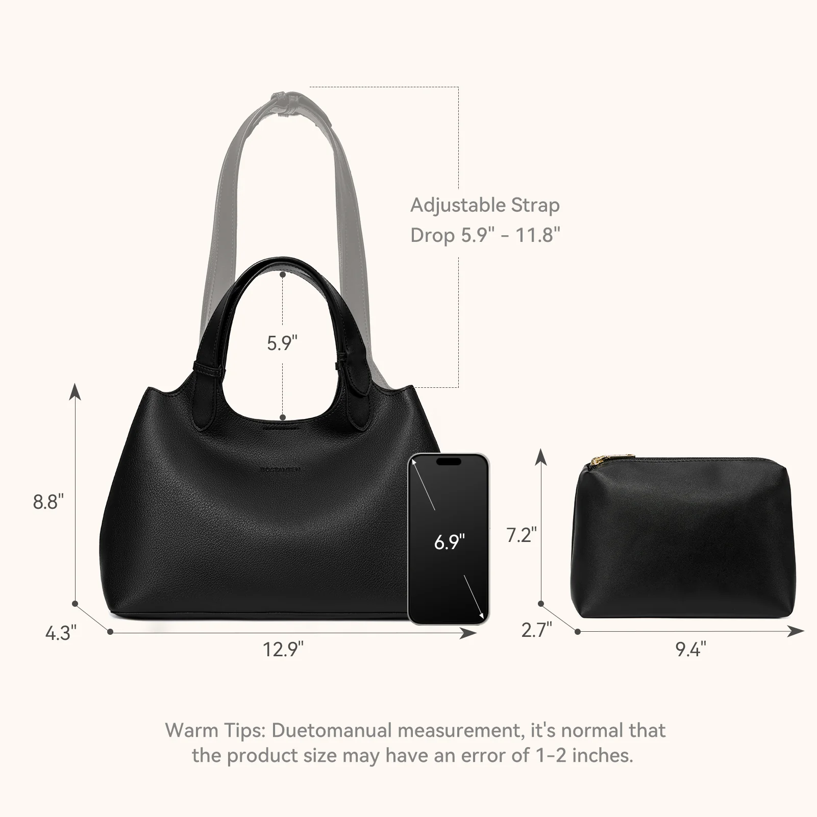 CLAIRE Soft Leather Slouchy Hobo with Adjustable Shoulder Strap - Image 21